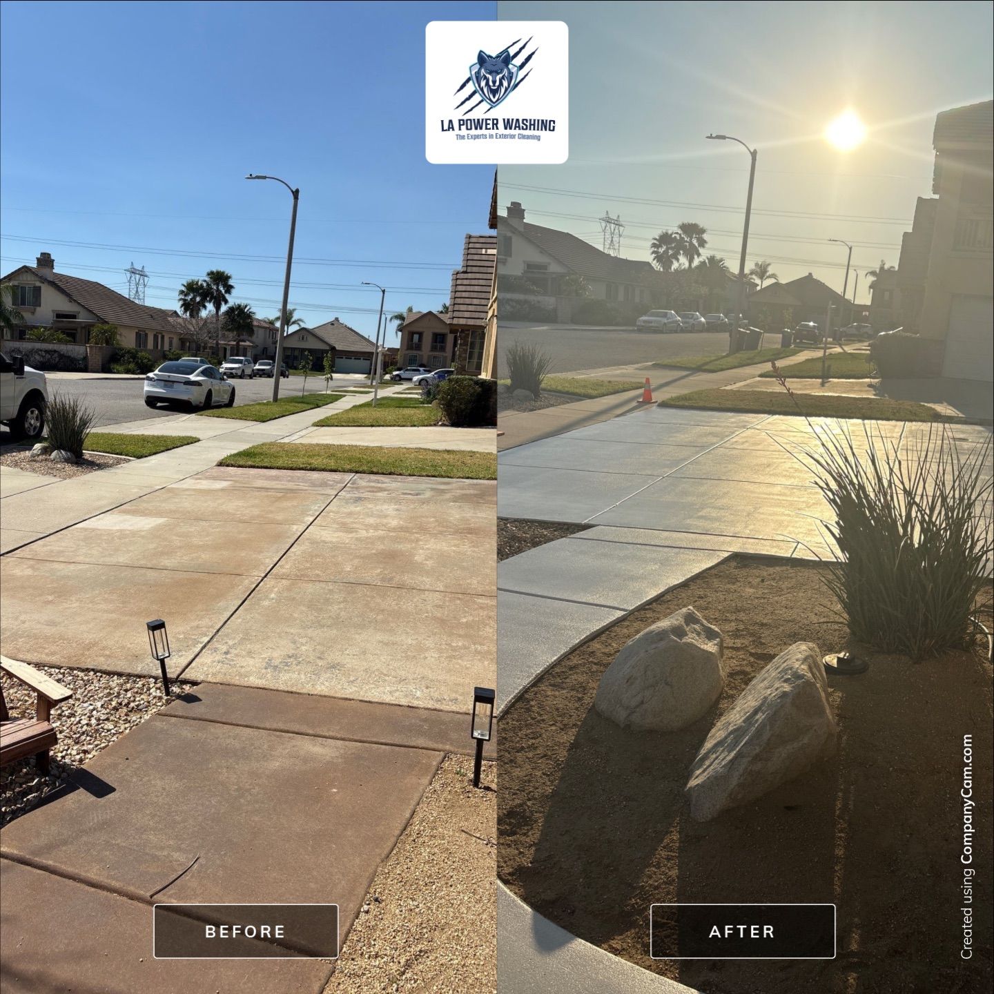 Sandblasting & Staining Concrete Driveway In Rancho Cucamonga, CA by La Power Washing Inc