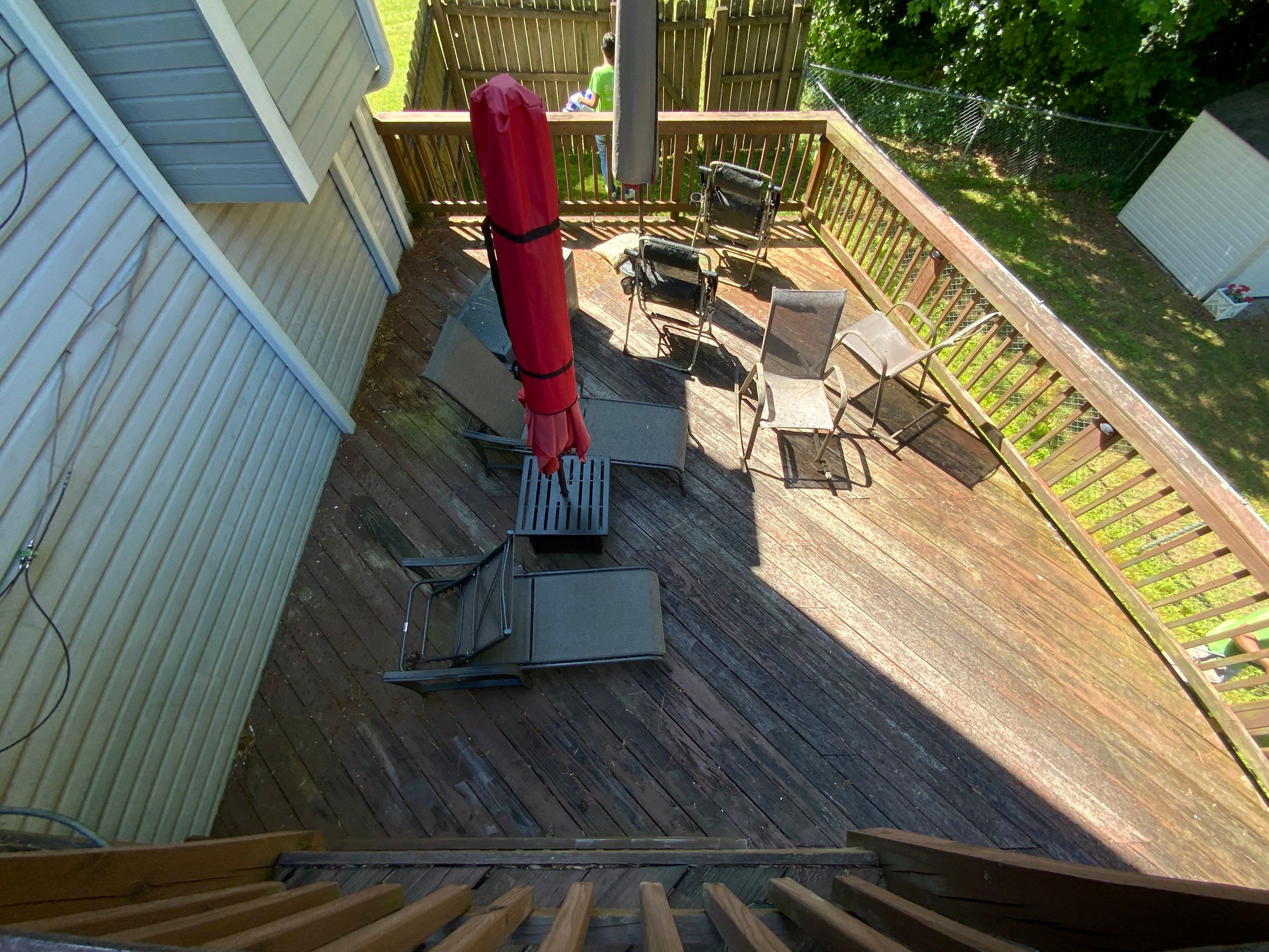 Multi-Level Wood Deck Repair and Staining in Tucker, Georgia by Swift Home Renovations