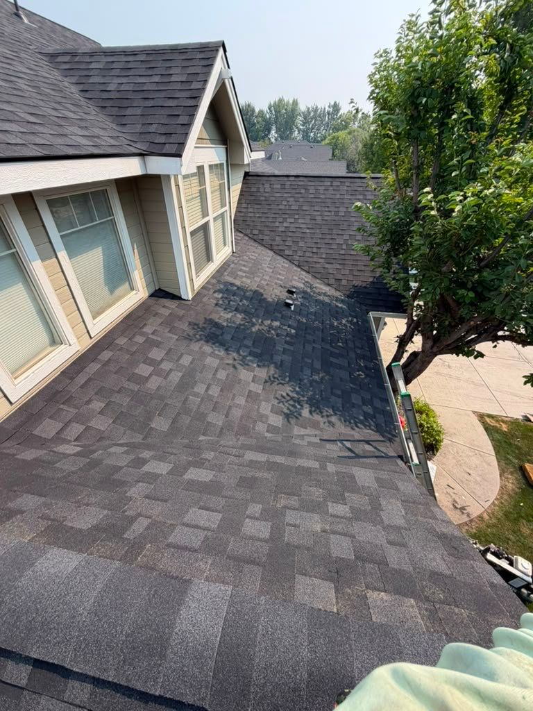 Meridian Residential Roof Replacement Using Dark Gray Architectural Shingles by Olive Roofing