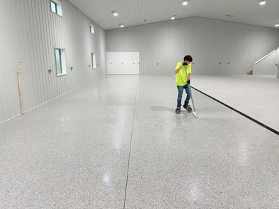 Custom Speckled Floor Coating for Large Montrose Shop