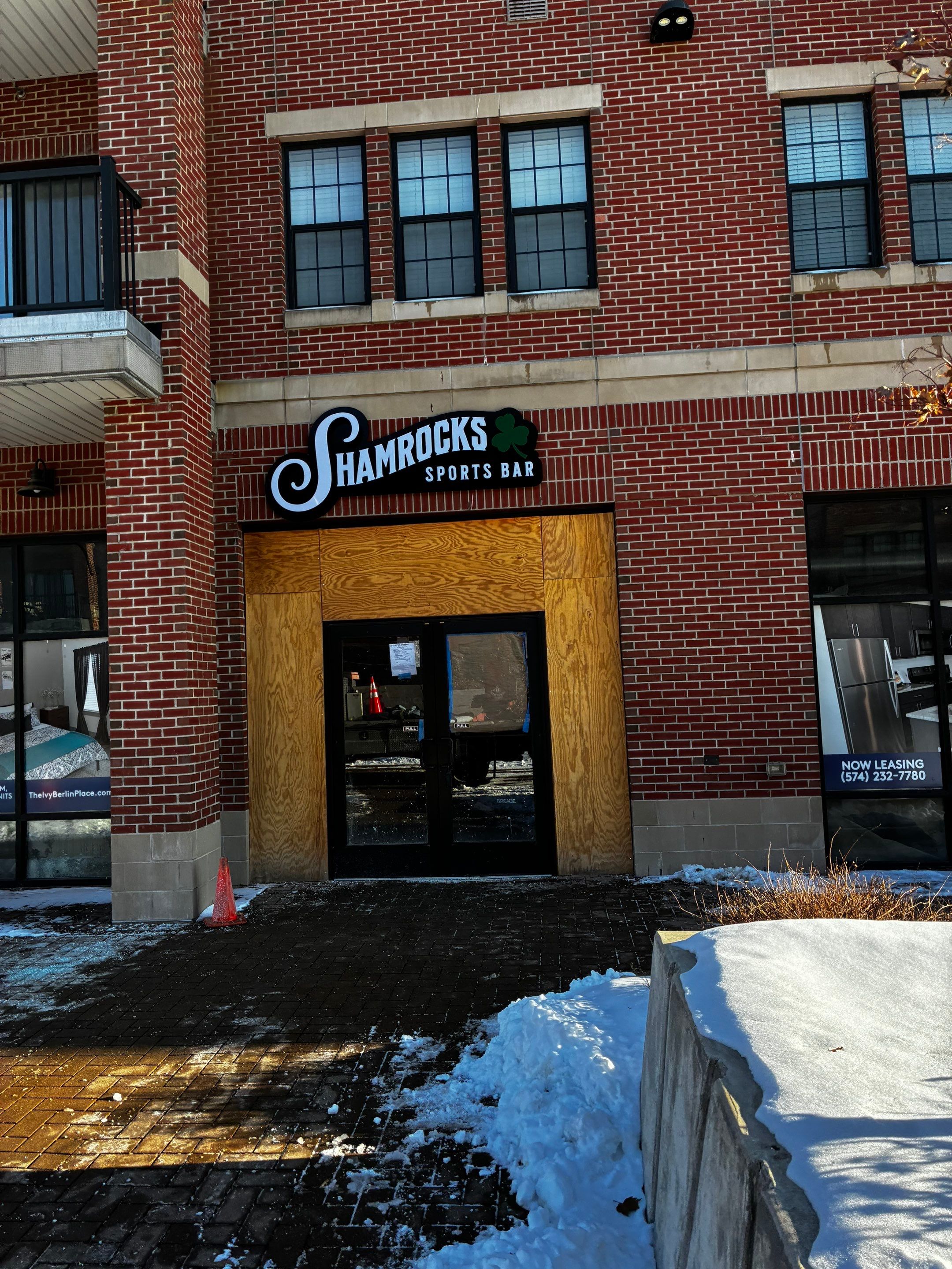 Shamrocks Sports Bar Signage Installation and Interior Renovation in South Bend by Hayes Design co