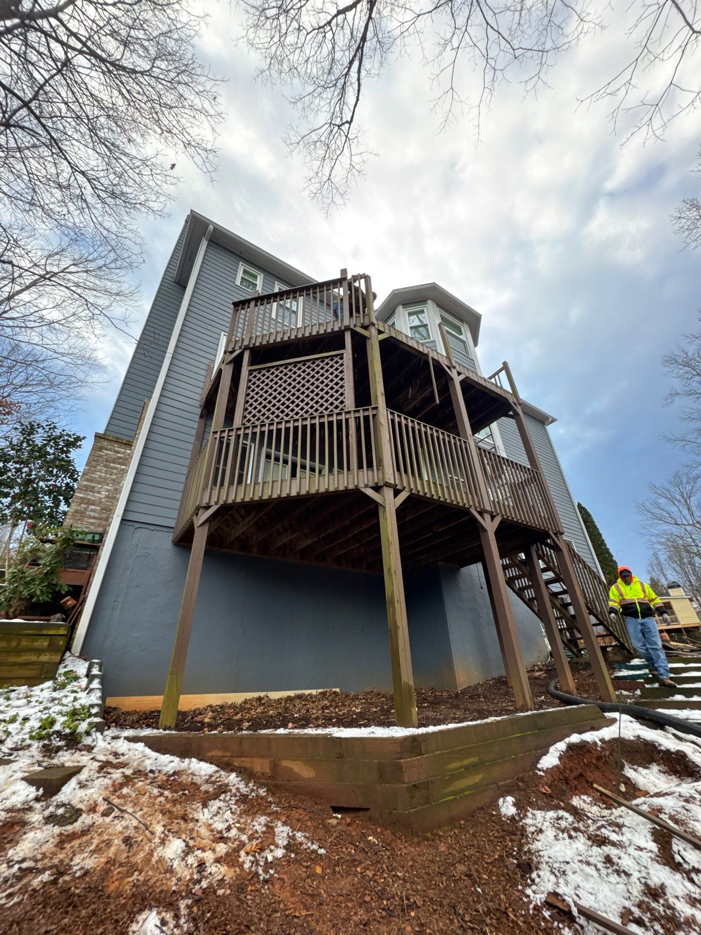 Two-Story Pressure-Treated Wood Deck Installation in Acworth, Georgia by Swift Home Renovations