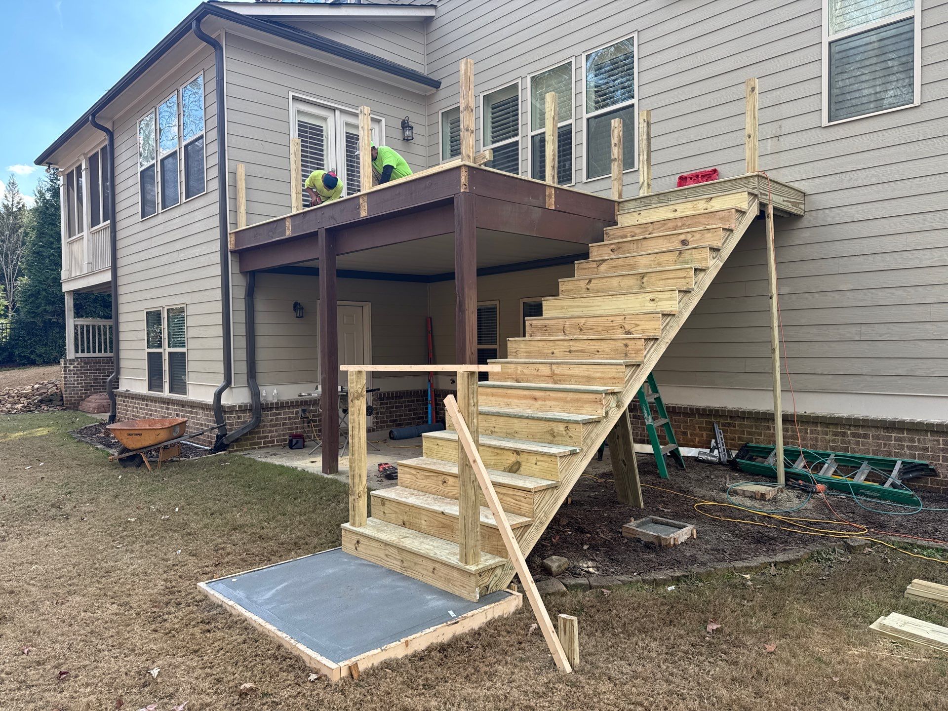 Custom Pressure-Treated Deck with Metal Balusters in Marietta by Swift Home Renovations