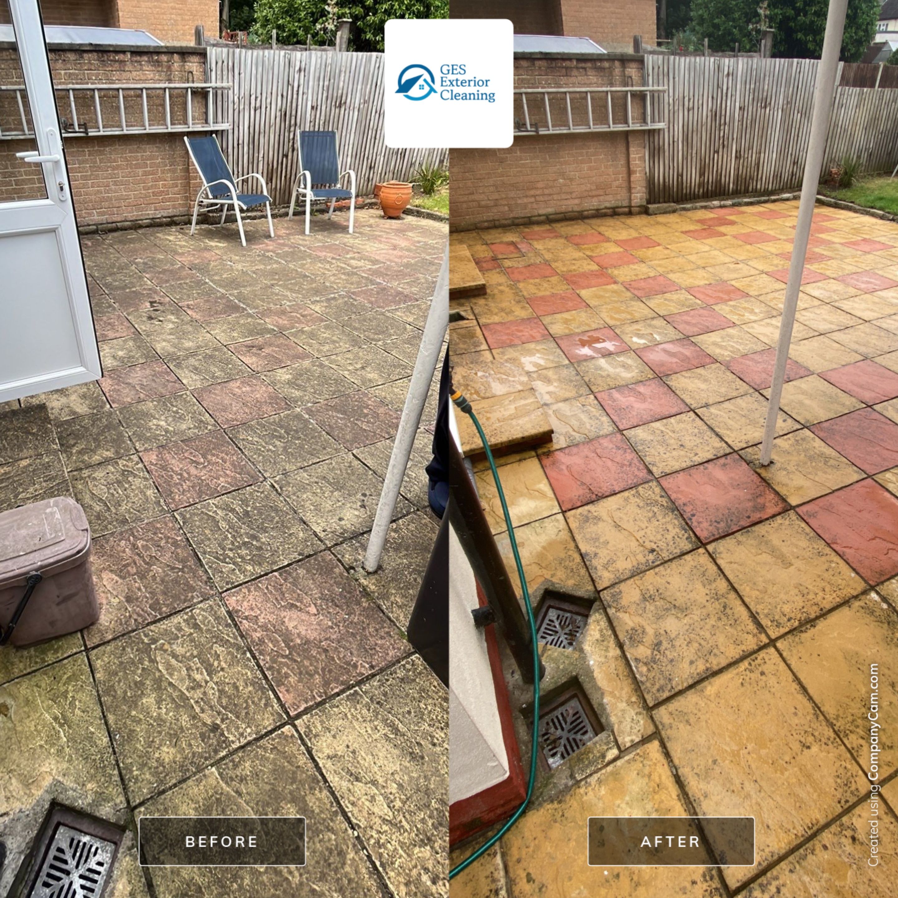 Patio Clean using Mosmatic Flat Surface Cleaner by Ges Exterior Cleaning ltd