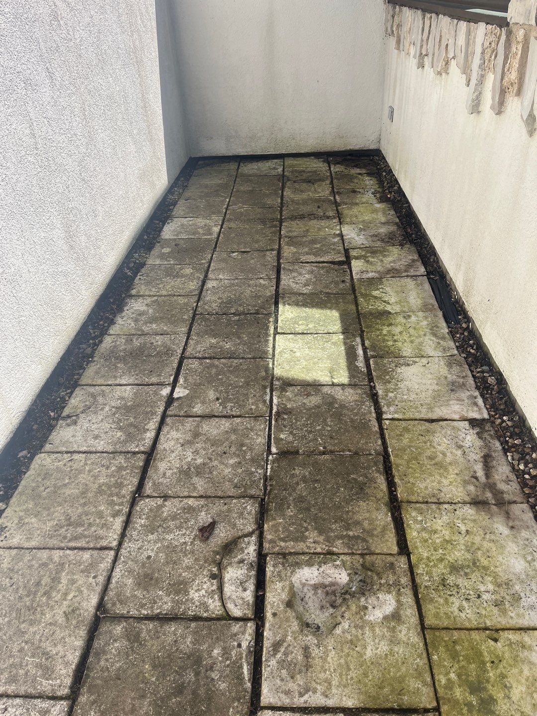 natural stone using Algaecide, soft wash soap by Northern Power Washing LLC.