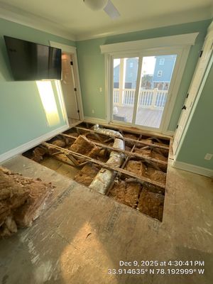 Caving Floor Structural Rot Damage Repair by Licensed General Contractor in Oak Island NC