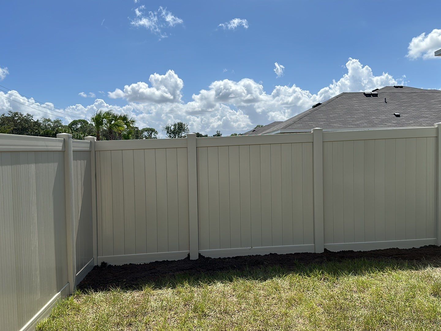 Vinyl Fence Installation using Tan Vinyl Privacy Fence by Asap fence and gates, LLC