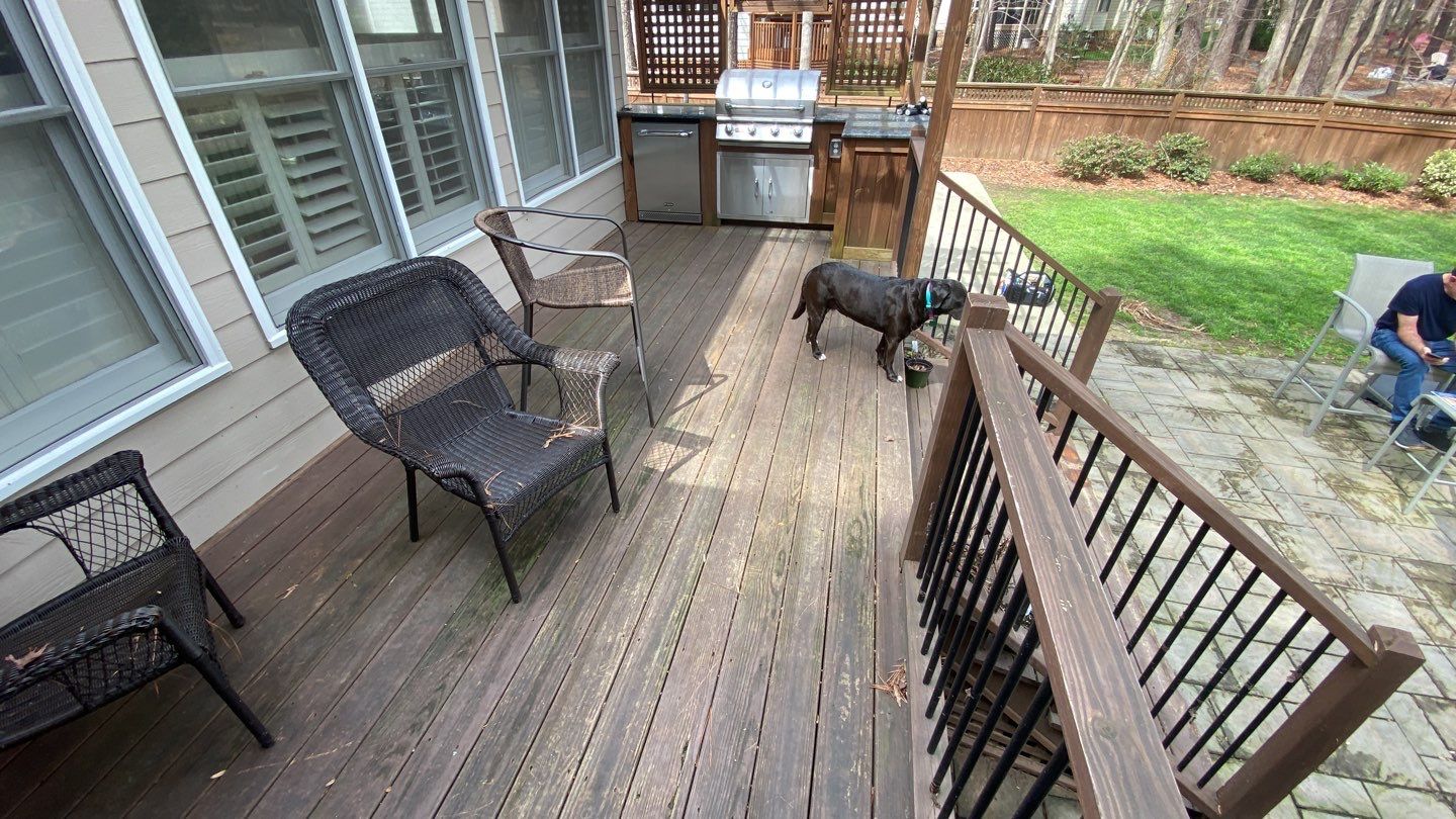 Deck and Stamped Concrete Patio by DuraSeal
