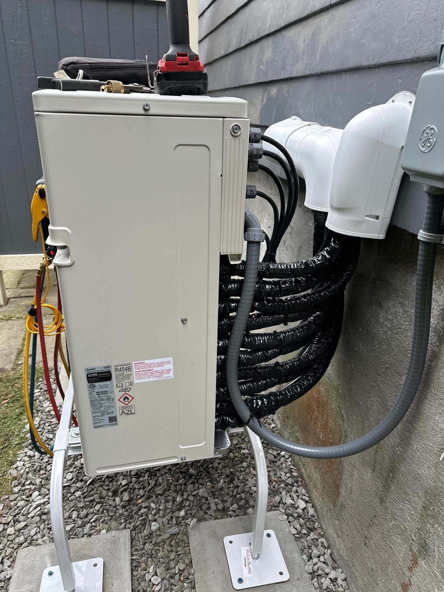 Mitsubishi 6 zone ductless installation by Ocean State Air Solutions