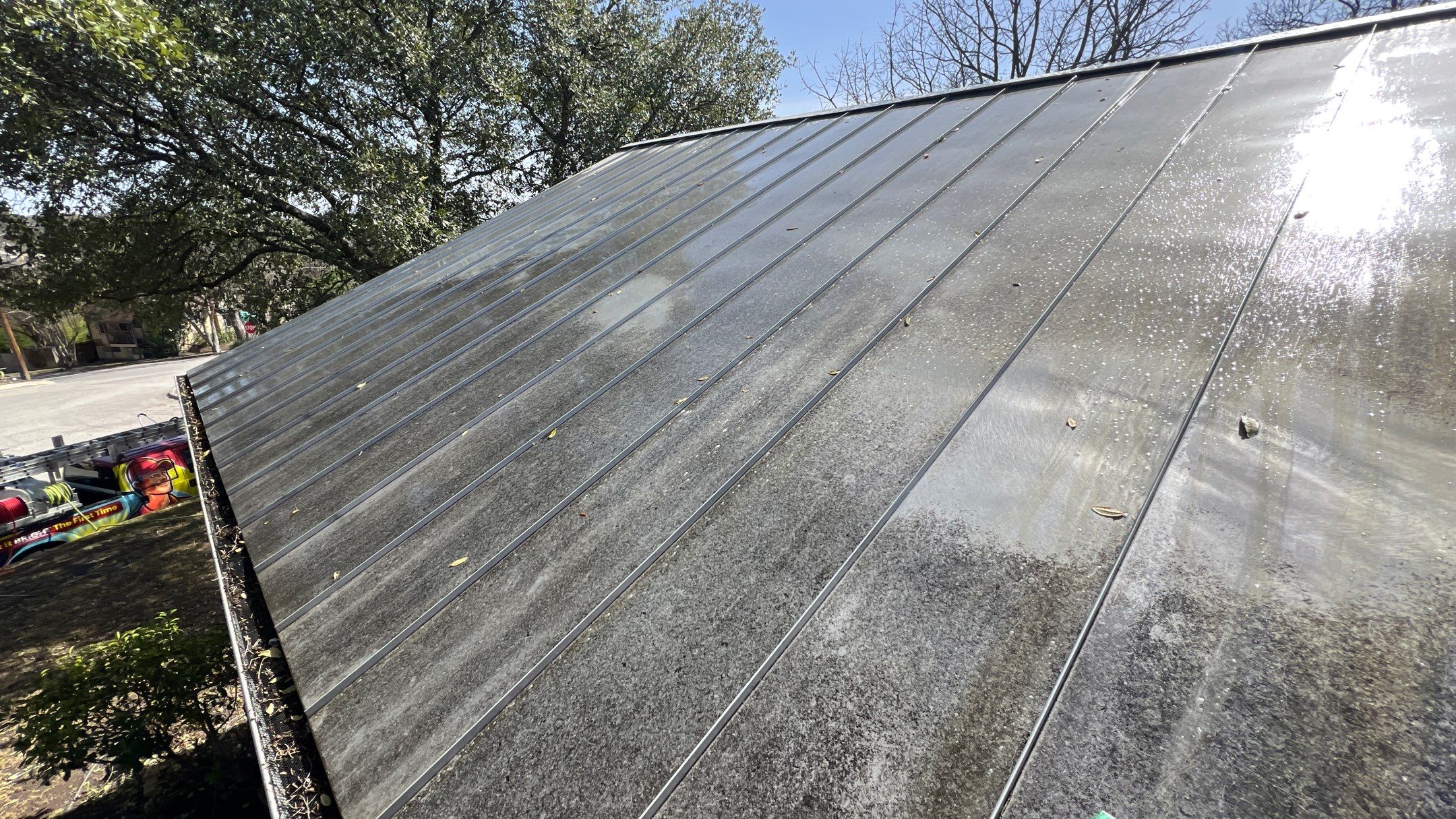 Metal Roof Wash Project in San Antonio by Bright Choice