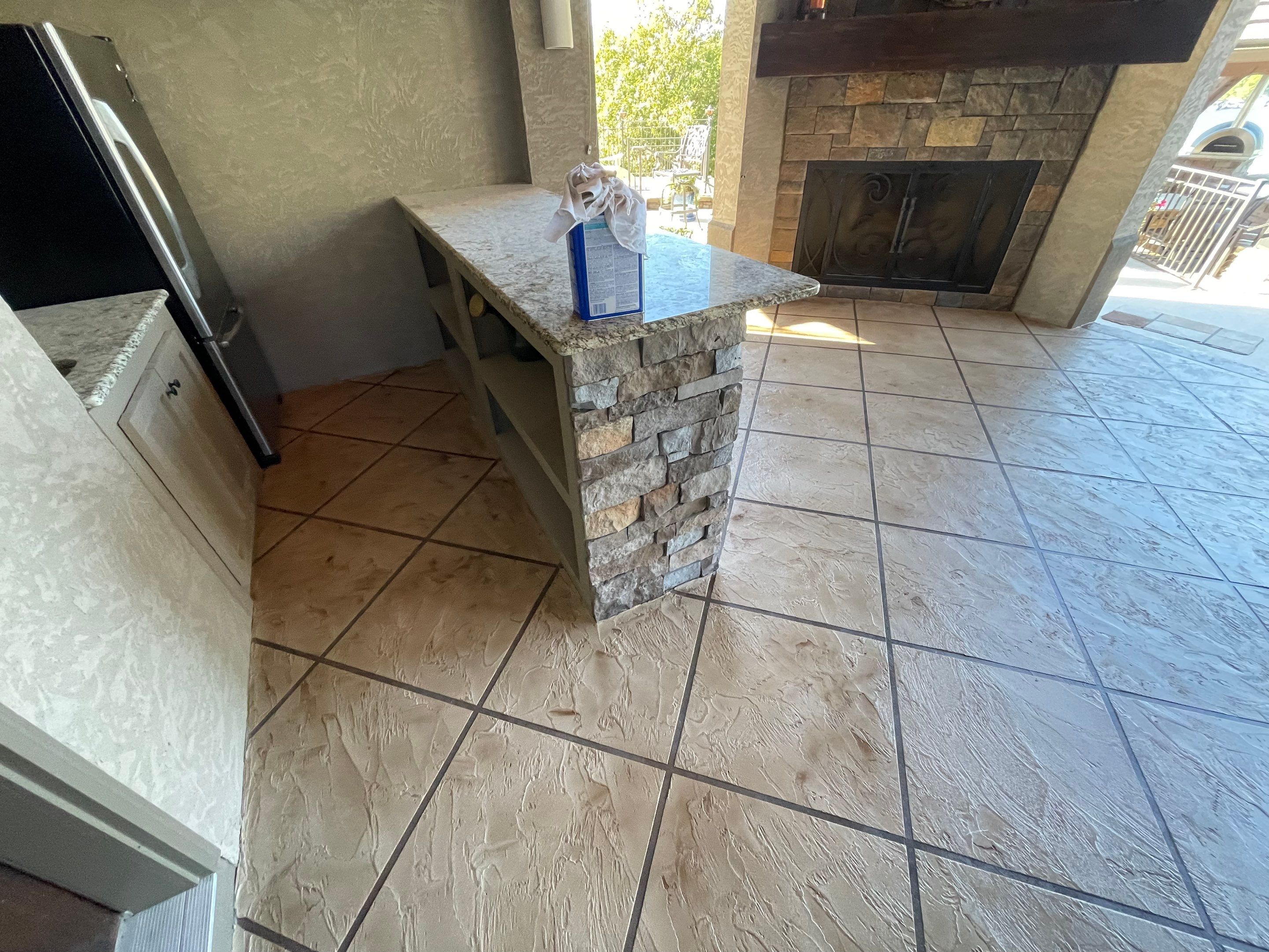 Lake Lotawana -- Front Walkway and Back Patio Tuscan Overlay by Big Red Decorative Concrete, LLC