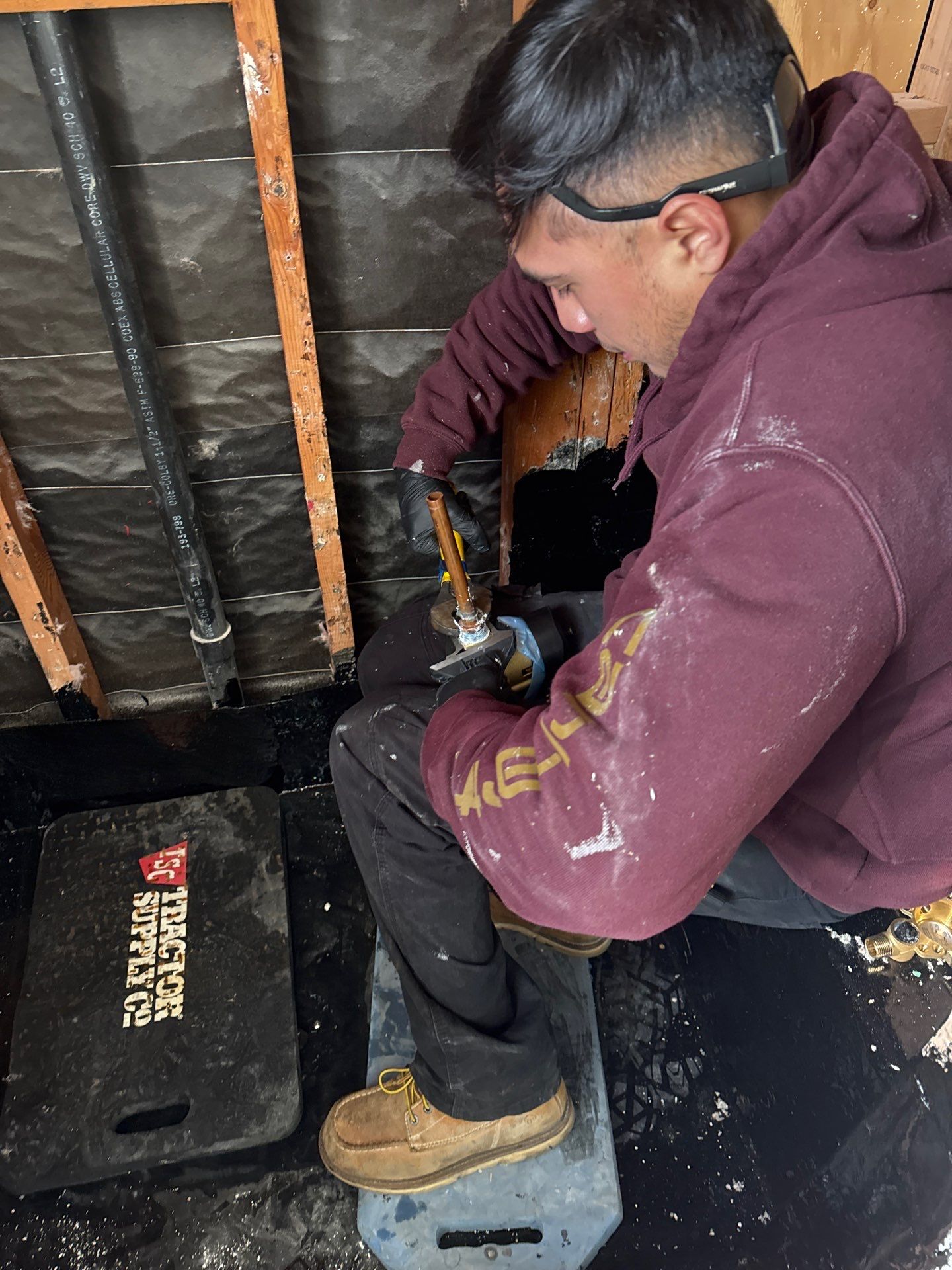 Installing Water Pipe for Shower by Us Plumbing