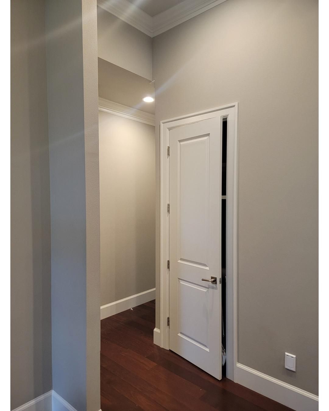 Closet transformation to coffee nook with custom shelves and LED lighting. by Crm Services Llc
