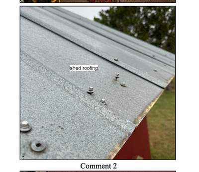 Close up of metal roof panels and fasteners.