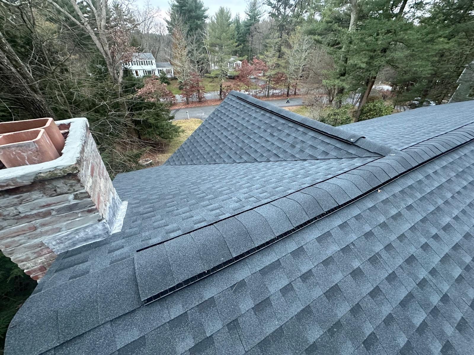 GAF Charcoal Roof Replacement with Vent Leak Repairs, PVC Fascia & Leaf Guard Gutters by Sensible Home Solutions