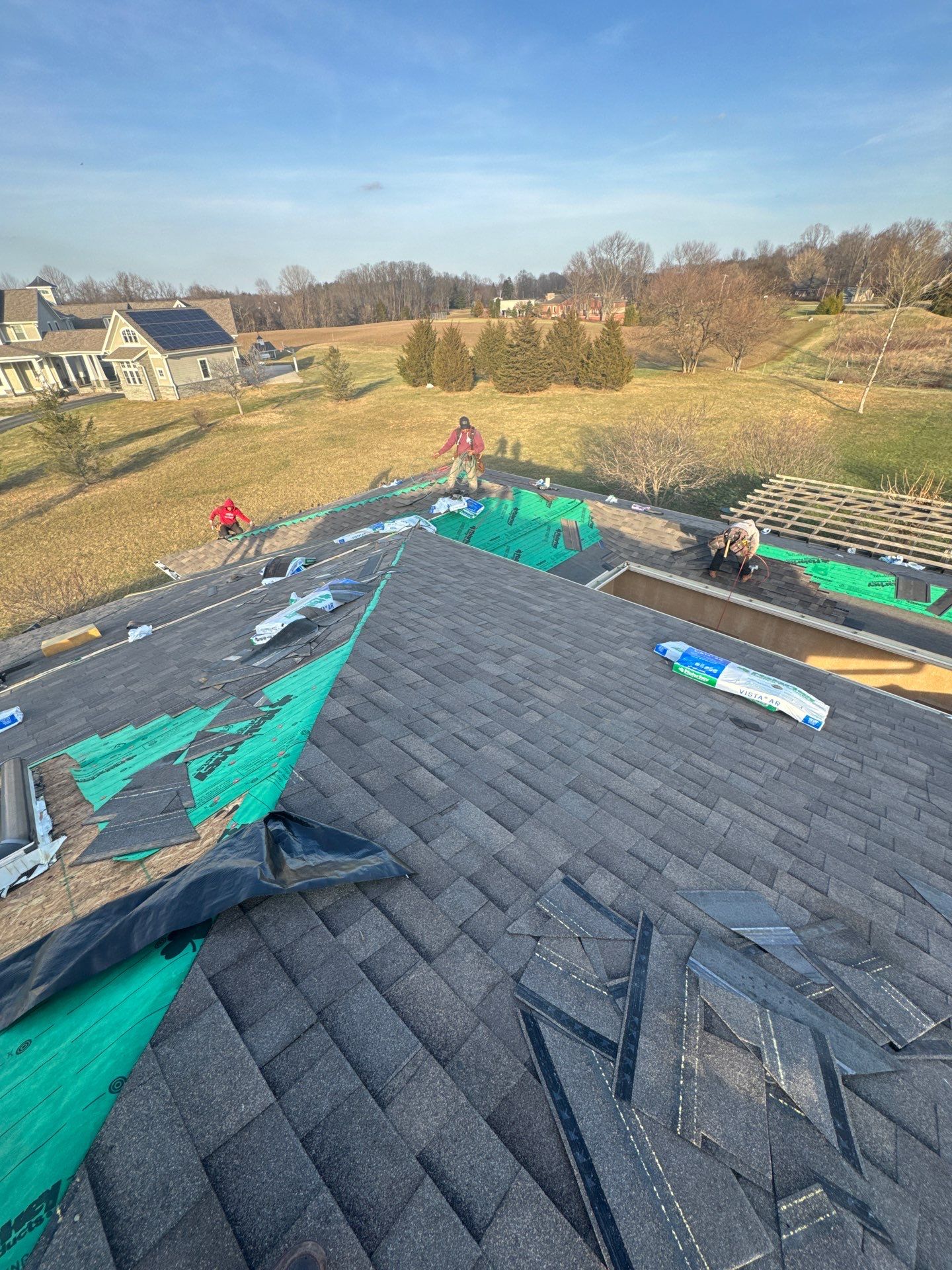 Residential Roofing Installation using Malarkey Vista AR Shingles (Weathered Wood Plus) by Koontz Construction