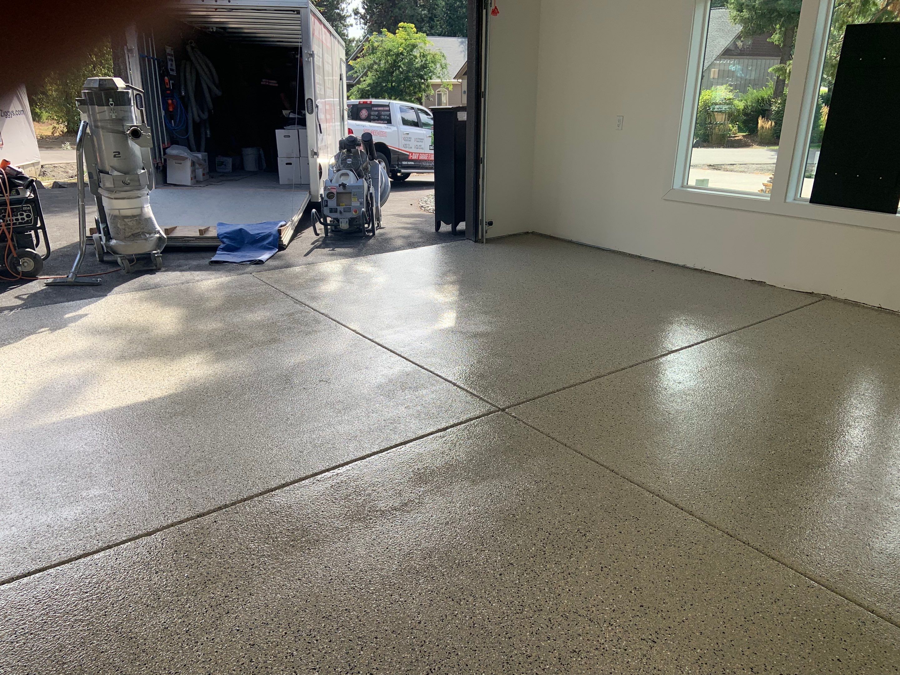Garage Transformation using Mediterranean Colorway by Croc Coatings, LLC