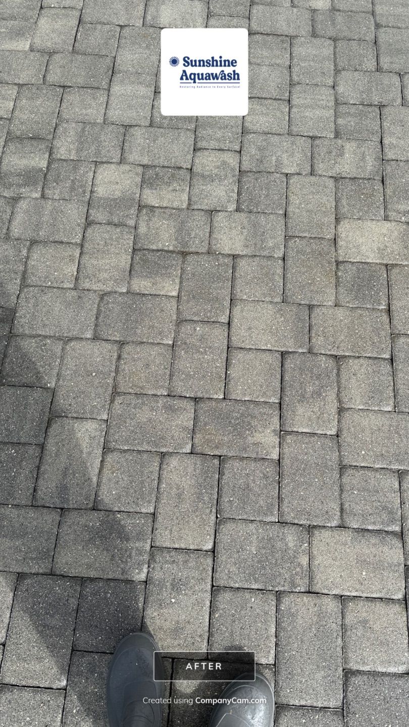 2-Story House Wash & Paver Driveway Cleaning in Trevesta Community, Palmetto, FL | Sunshine AquaWash by Sunshine AquaWash