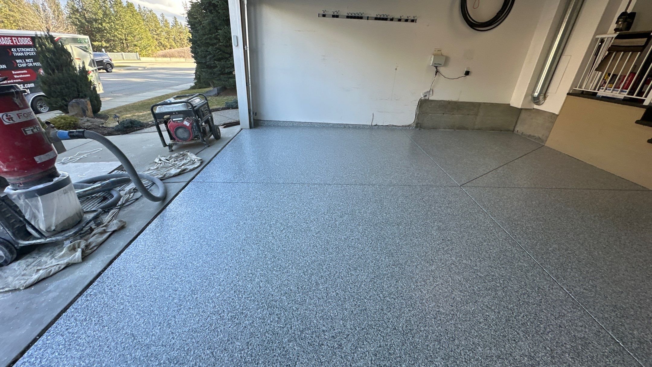 Garage Transformation using Slate Stone by Croc Coatings, LLC
