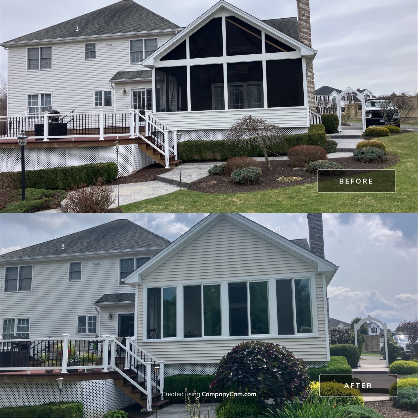 Beautiful porch remodel upgrade. by DiGiorgi Roofing and Siding Inc