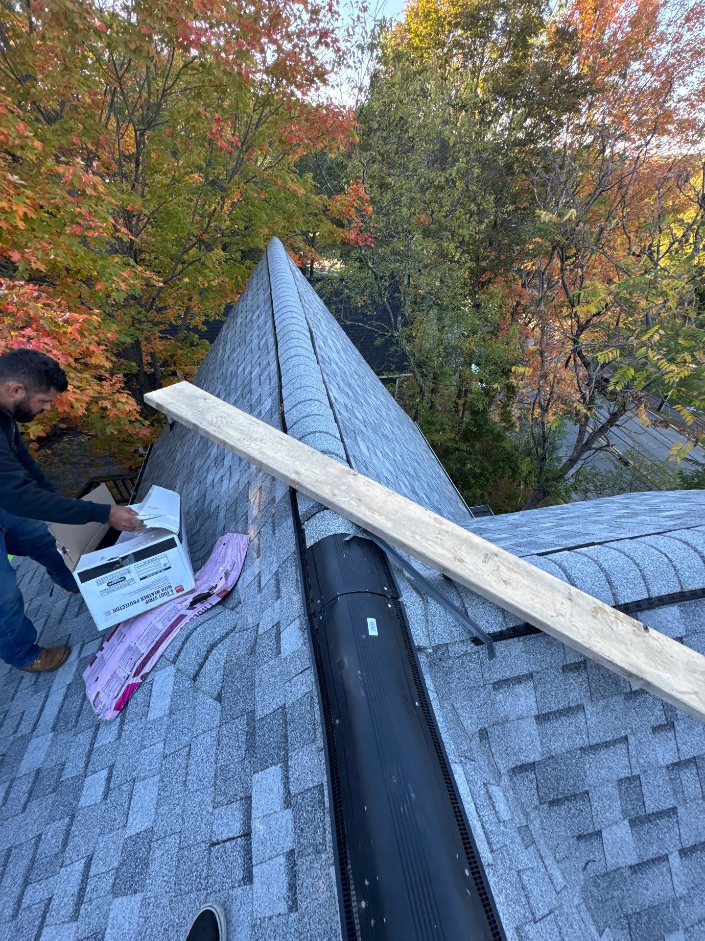 Full Roof & Porch EPDM Replacement with Skylight and Chimney Repairs by Mighty Dog Roofing of Greater Middlesex County