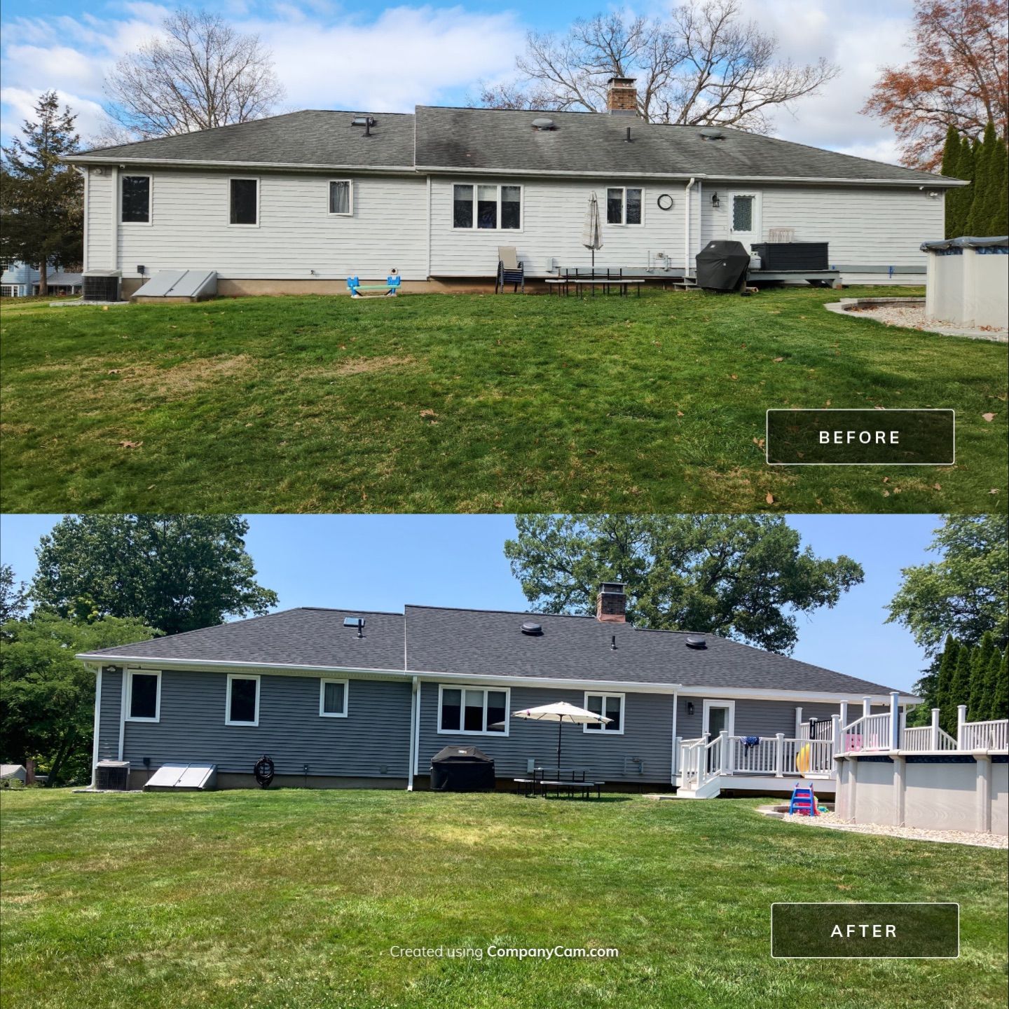 Refreshed Siding with Cert Monogram D/4 x 16'8" clapboard Charcoal Gray & Cert Monogram D/4 x 25' clapboard Charcoal Gray by DiGiorgi Roofing and Siding Inc