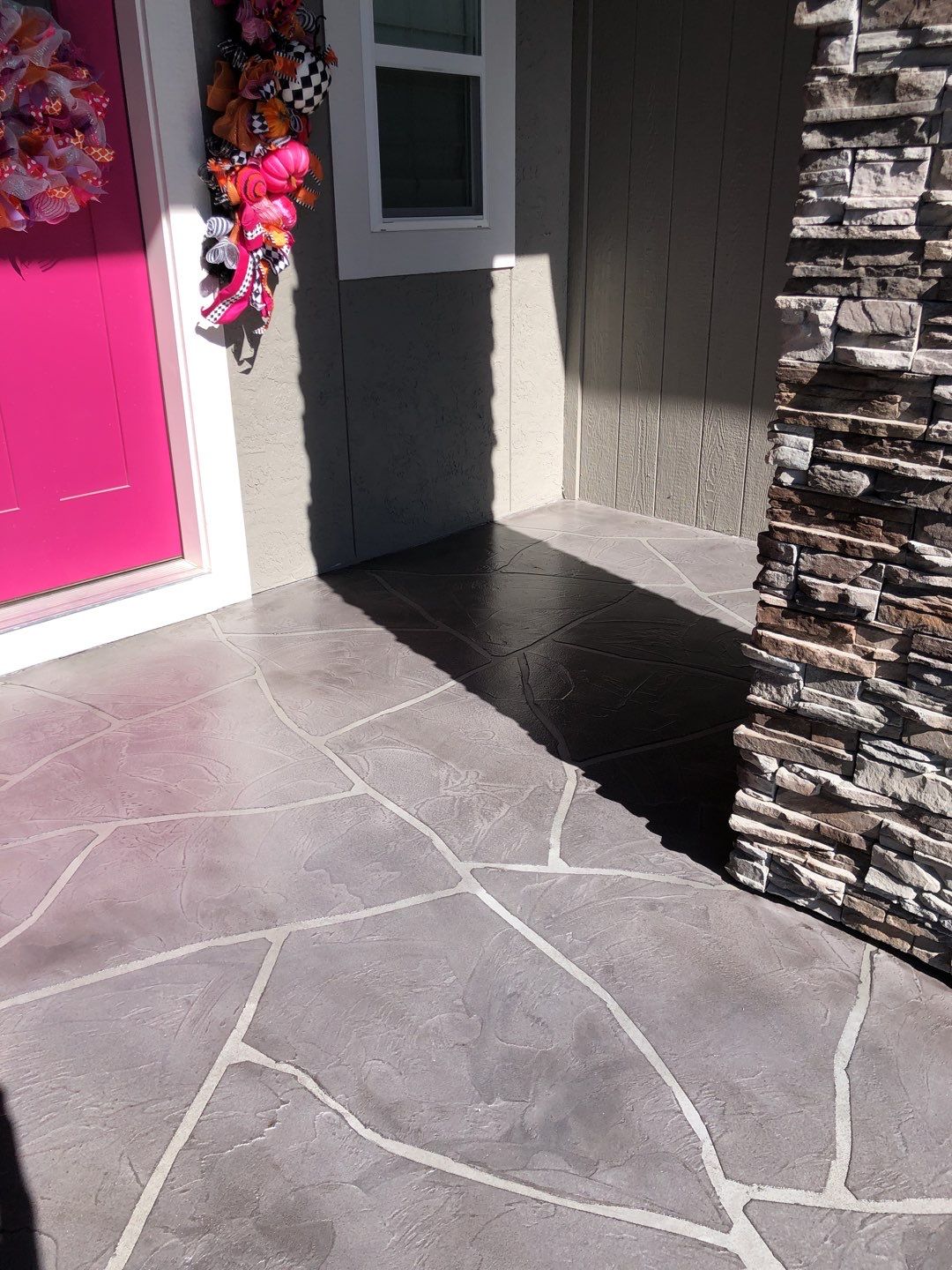 Overland Park -- Front Porch with Tuscan Flagstone Overlay by Big Red Decorative Concrete, LLC