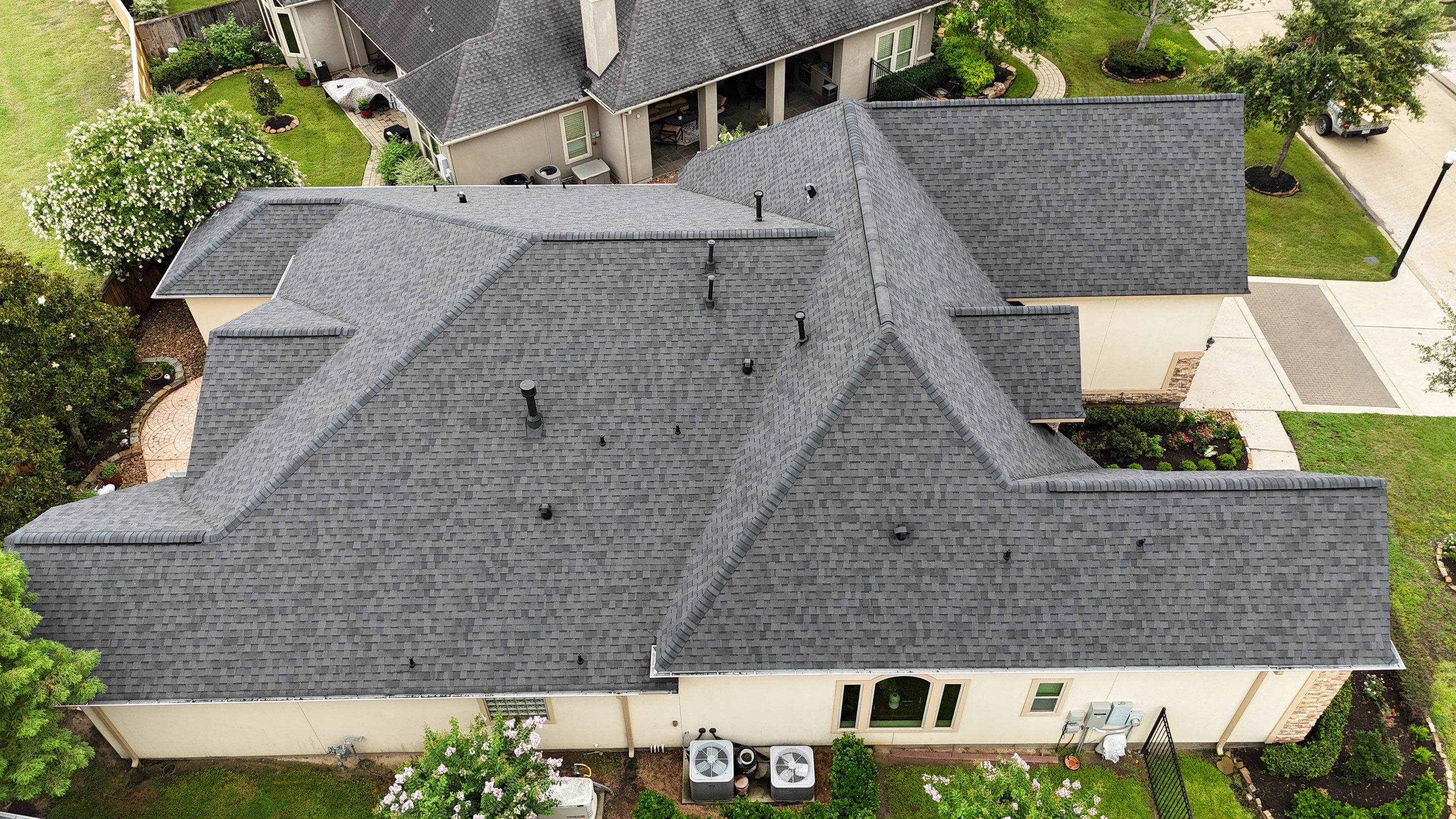 Residential Roofing Installation using Certainteed Landmark after last year's tornado in Cypress by Core Four Roofing