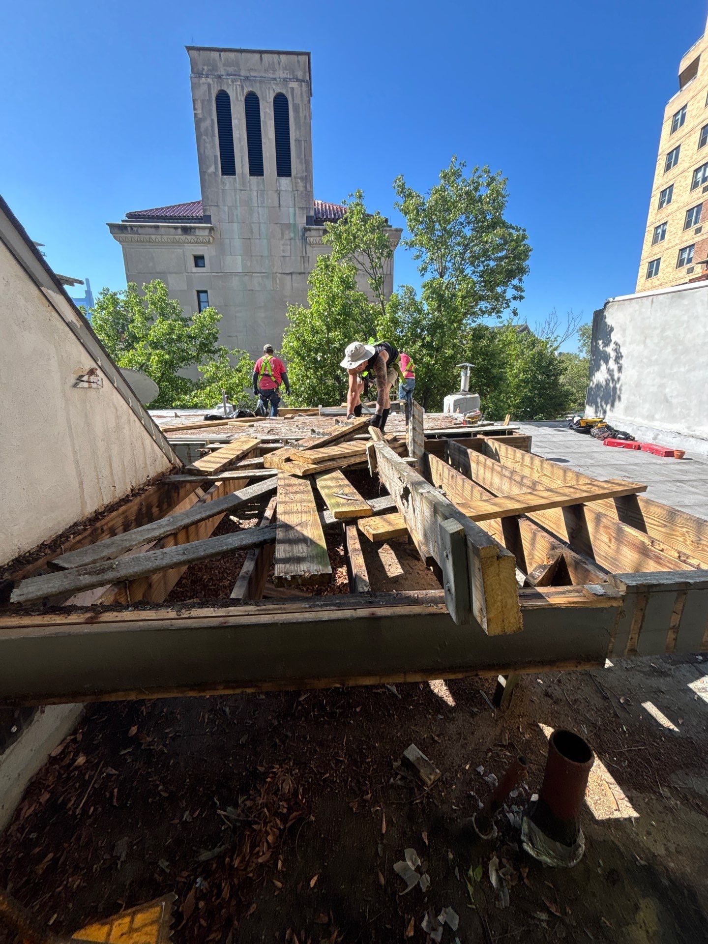 Roof Replacement and Custom Trex Roof Top Deck Project in Philadelphia, Pennsylvania by Philadelphia Quality Roofing