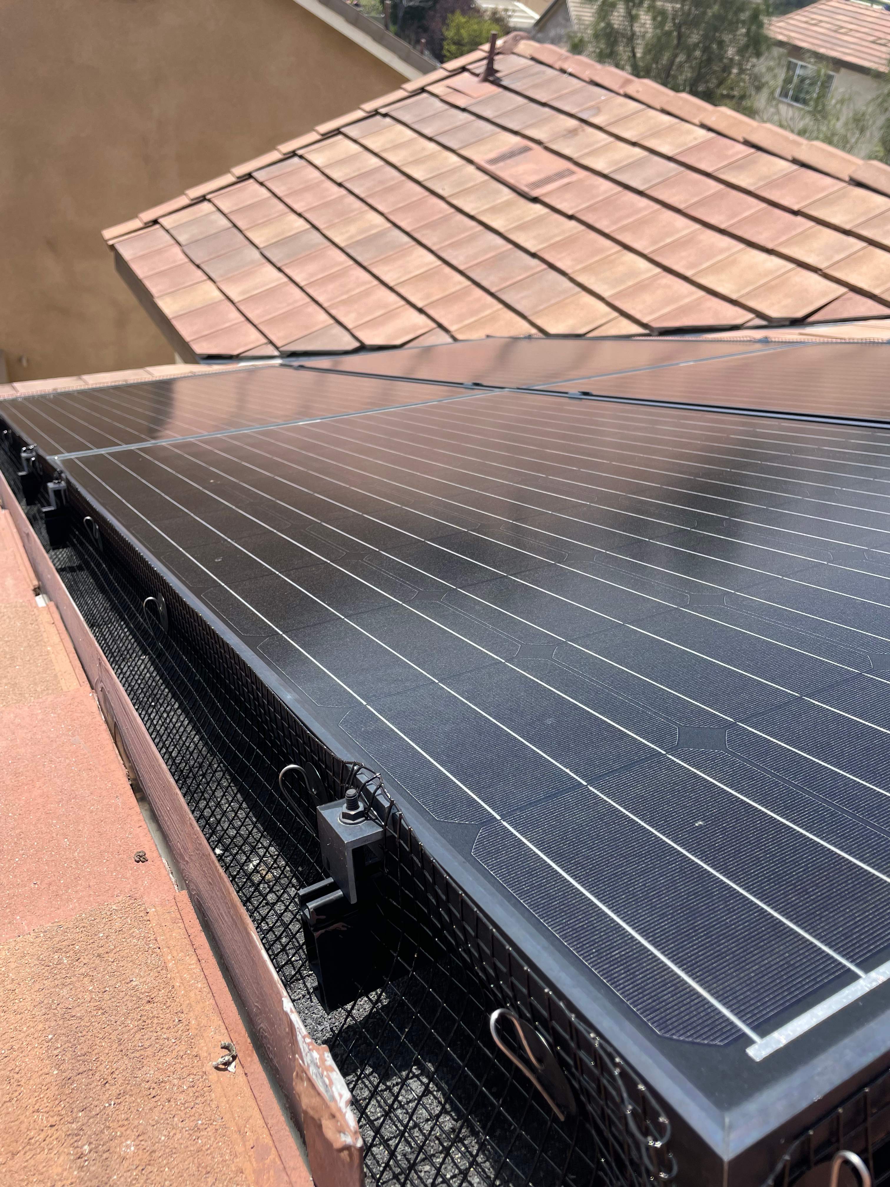 Completed Solar Panel Bird Proofing Project in San Bernardino Ca by Palm Coast Solar Cleaning