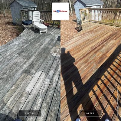 Pressure treated wood deck cleaned