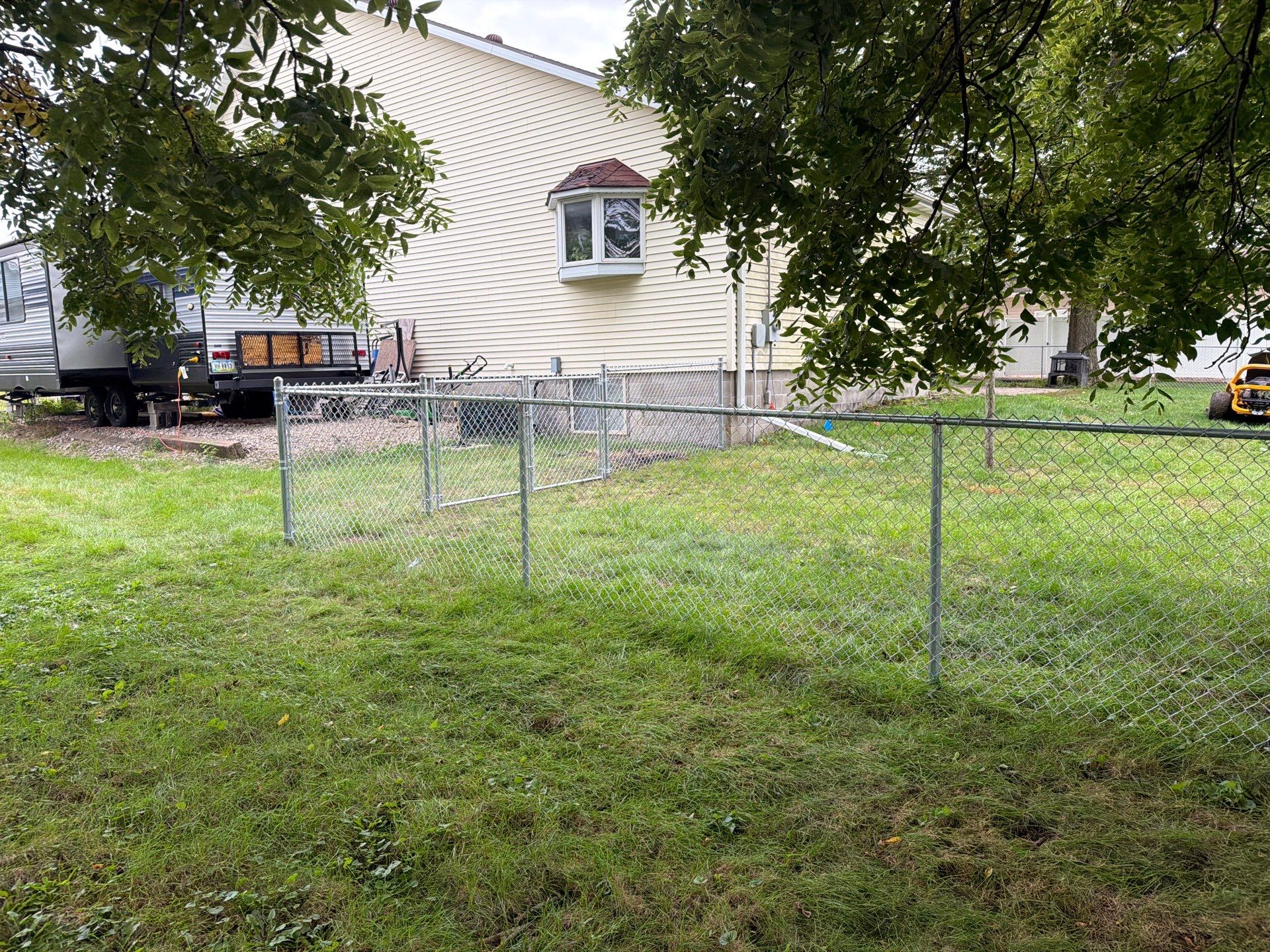 Tripoli Residential Galvanized Chain Link Fence with Double Gates by Perfect Picket Fence and Stain
