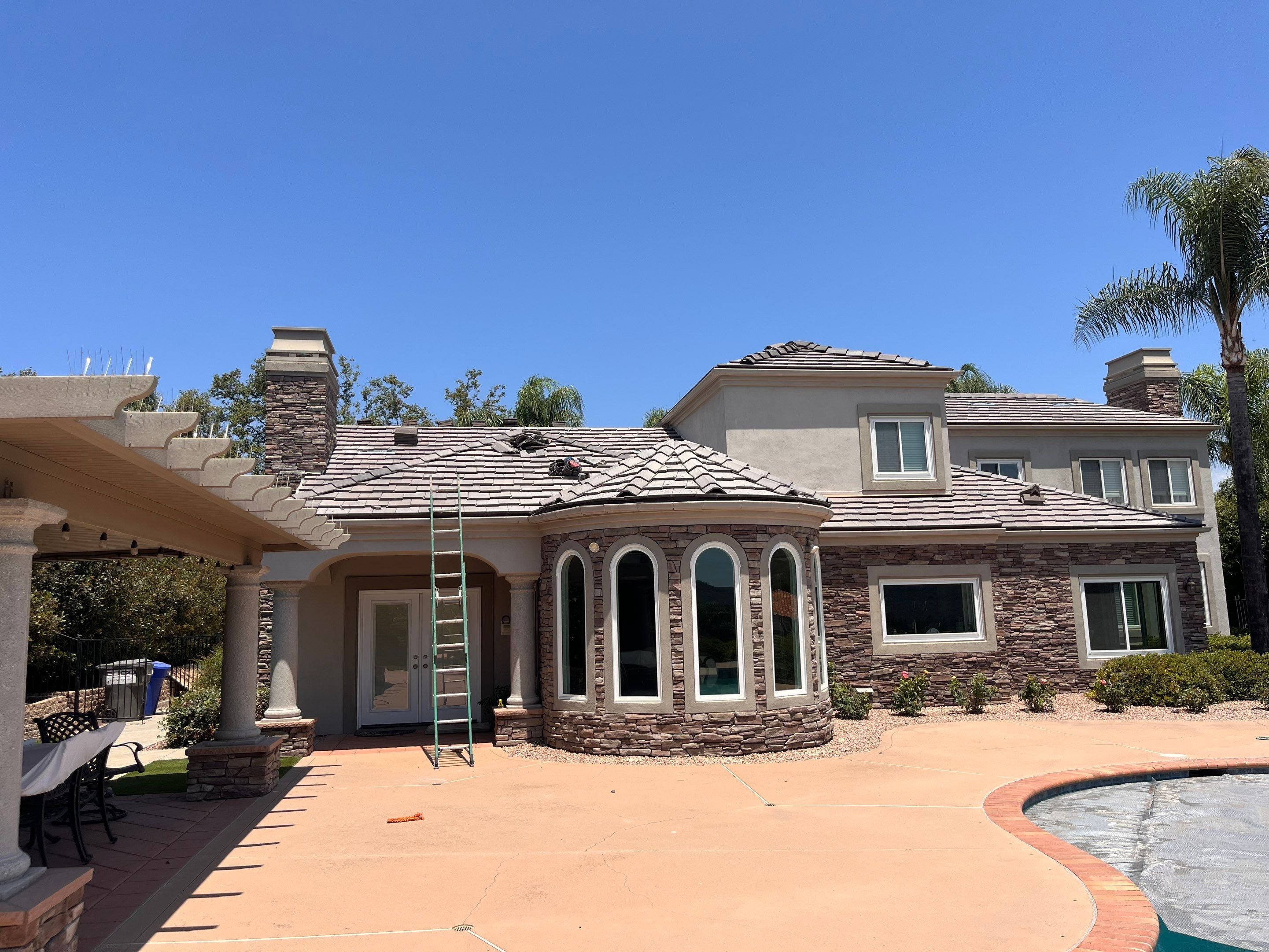 Full Roof Replacement Featuring Staggered Eagle Concrete Tiles in Poway by Reliable Roofing San Diego Inc.