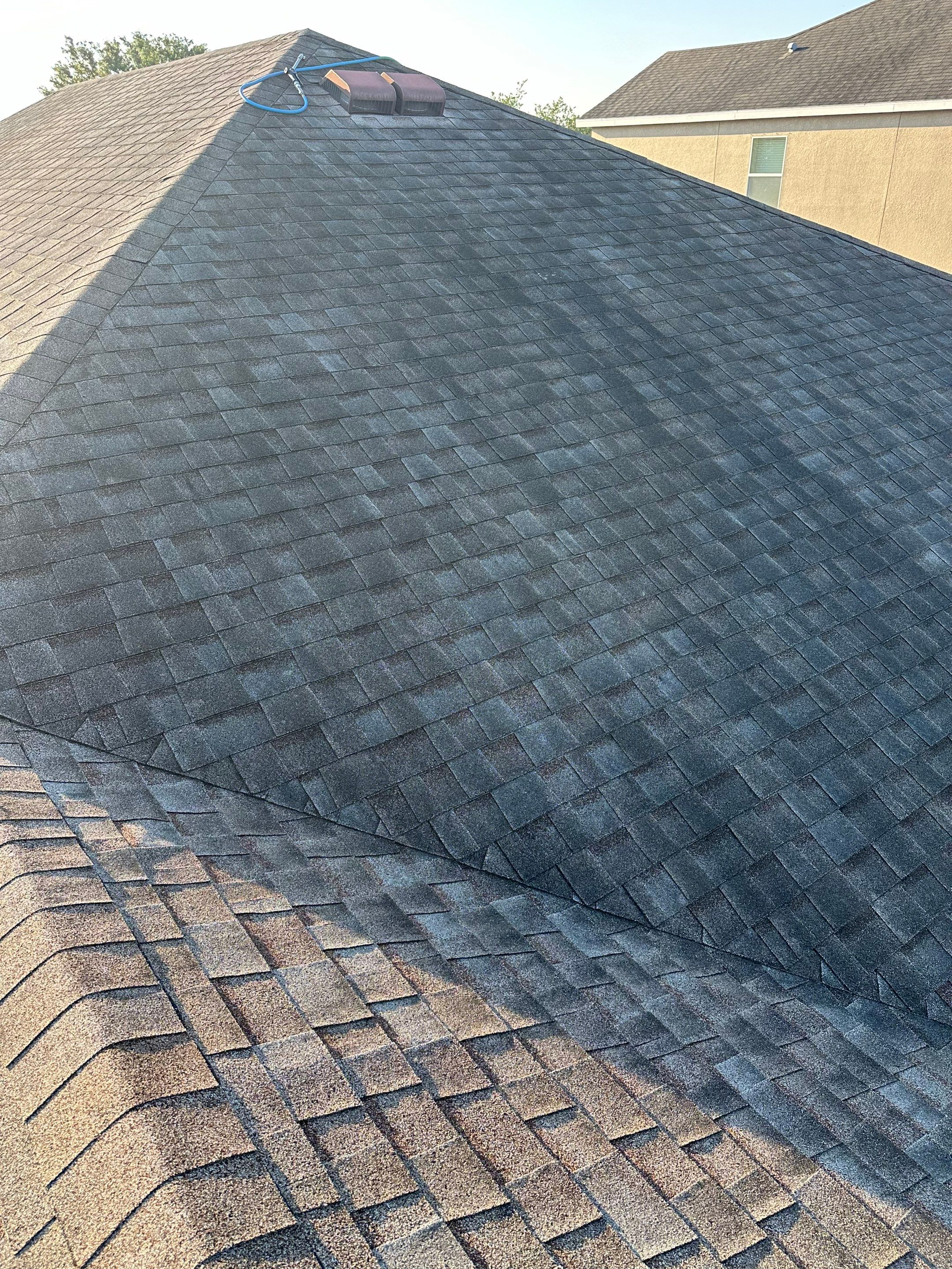 Asphalt Shingle Roof Soft Wash Cleaning & Concrete Pressure Washing in CopperStone Community, Parrish, FL by Sunshine AquaWash