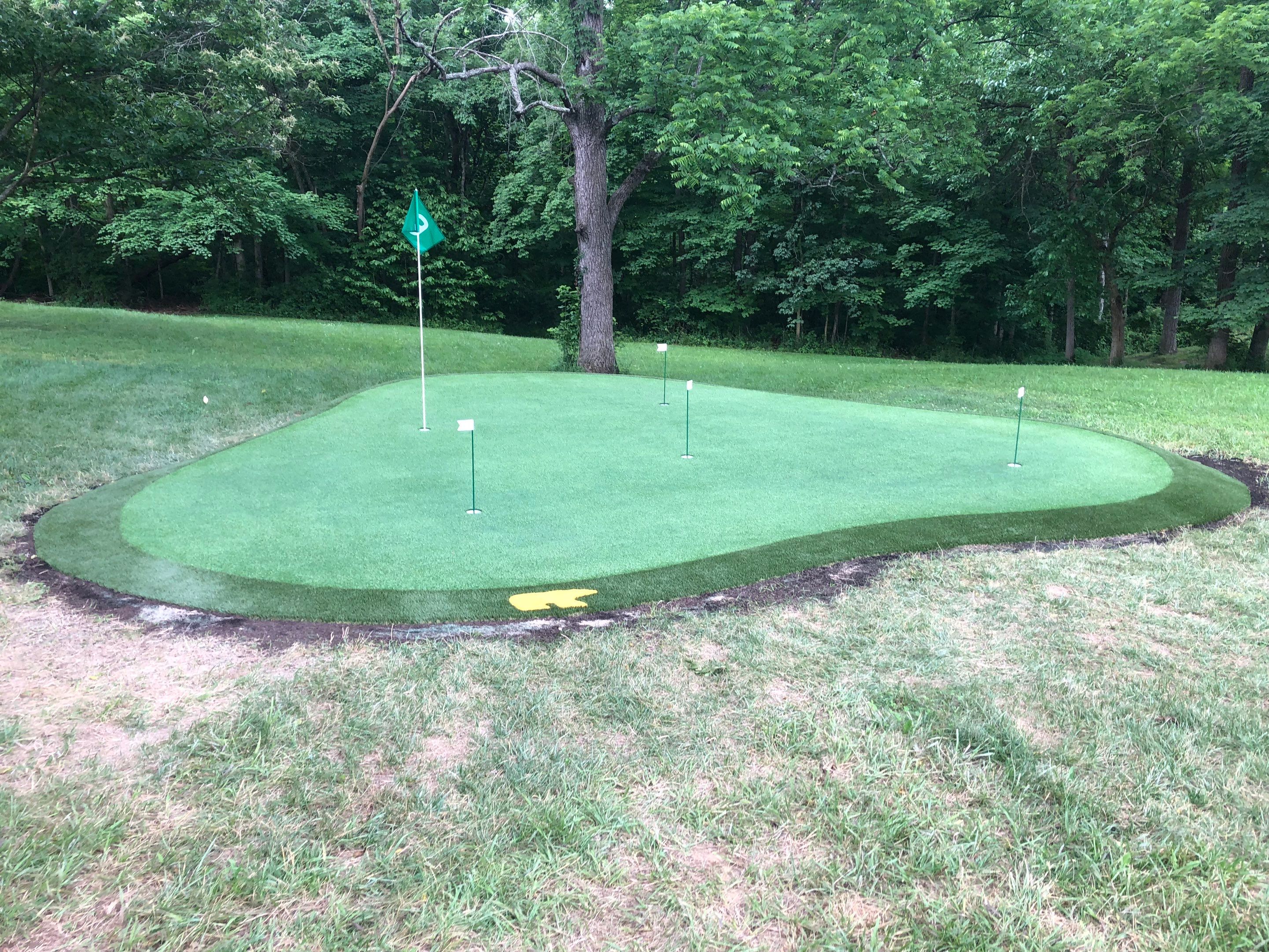 Residential Synthetic Turf Putting Green Installation in Burlington, KY by Southwest Greens Midwest