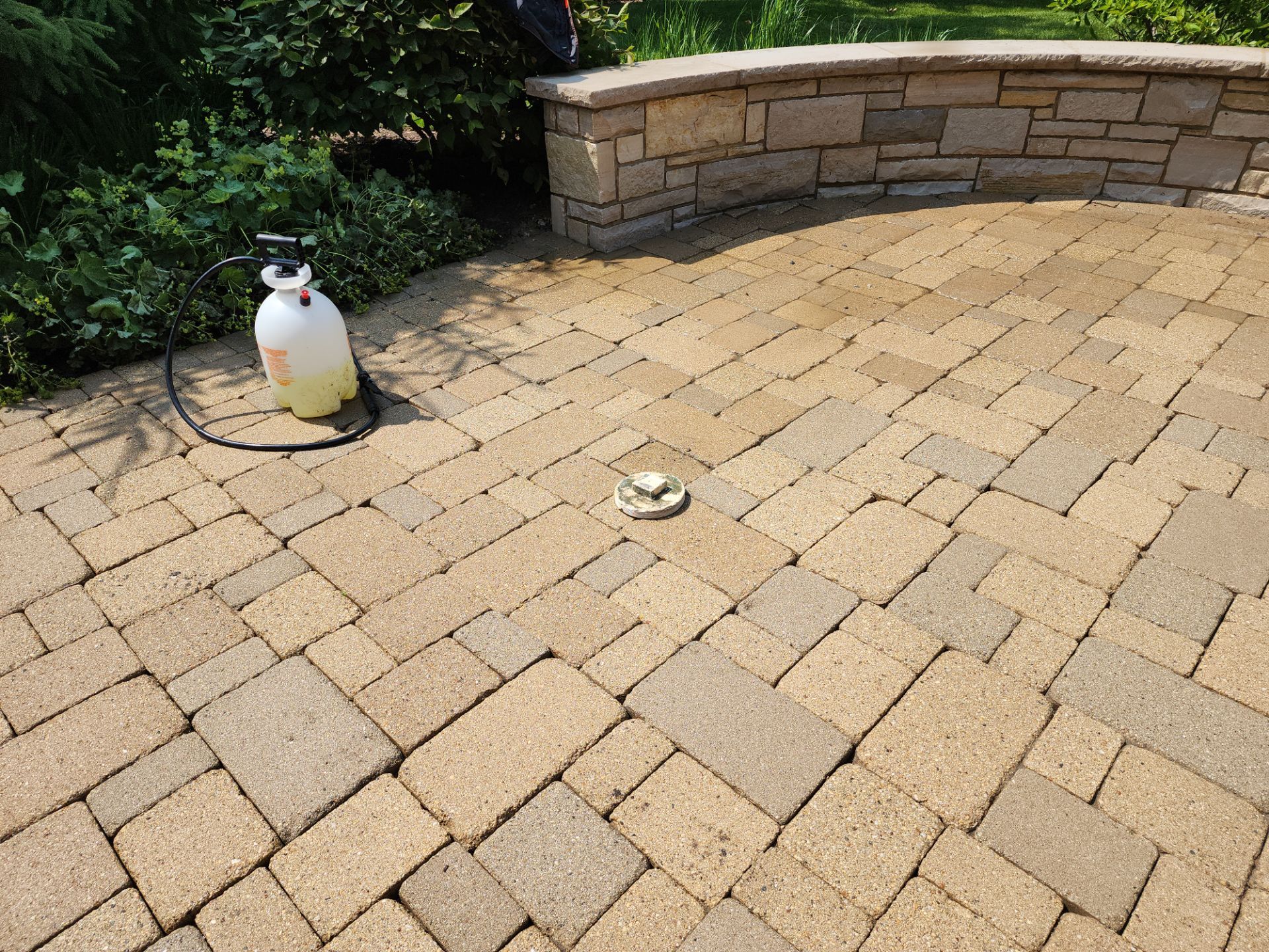 Brick paver repair, cleaning sanding and sealing by Northern Power Washing LLC.