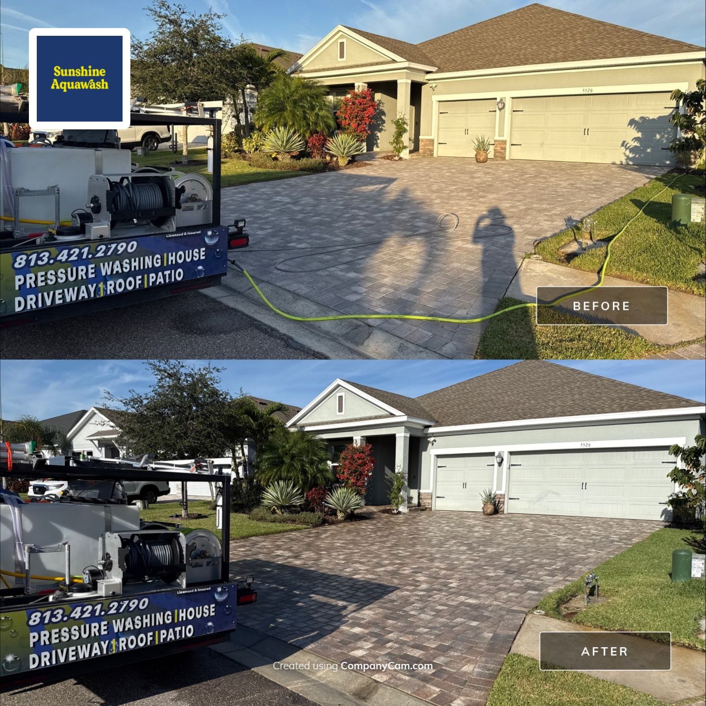 One-Story House Wash & Driveway Cleaning in Trevesta – Palmetto, FL by Sunshine AquaWash