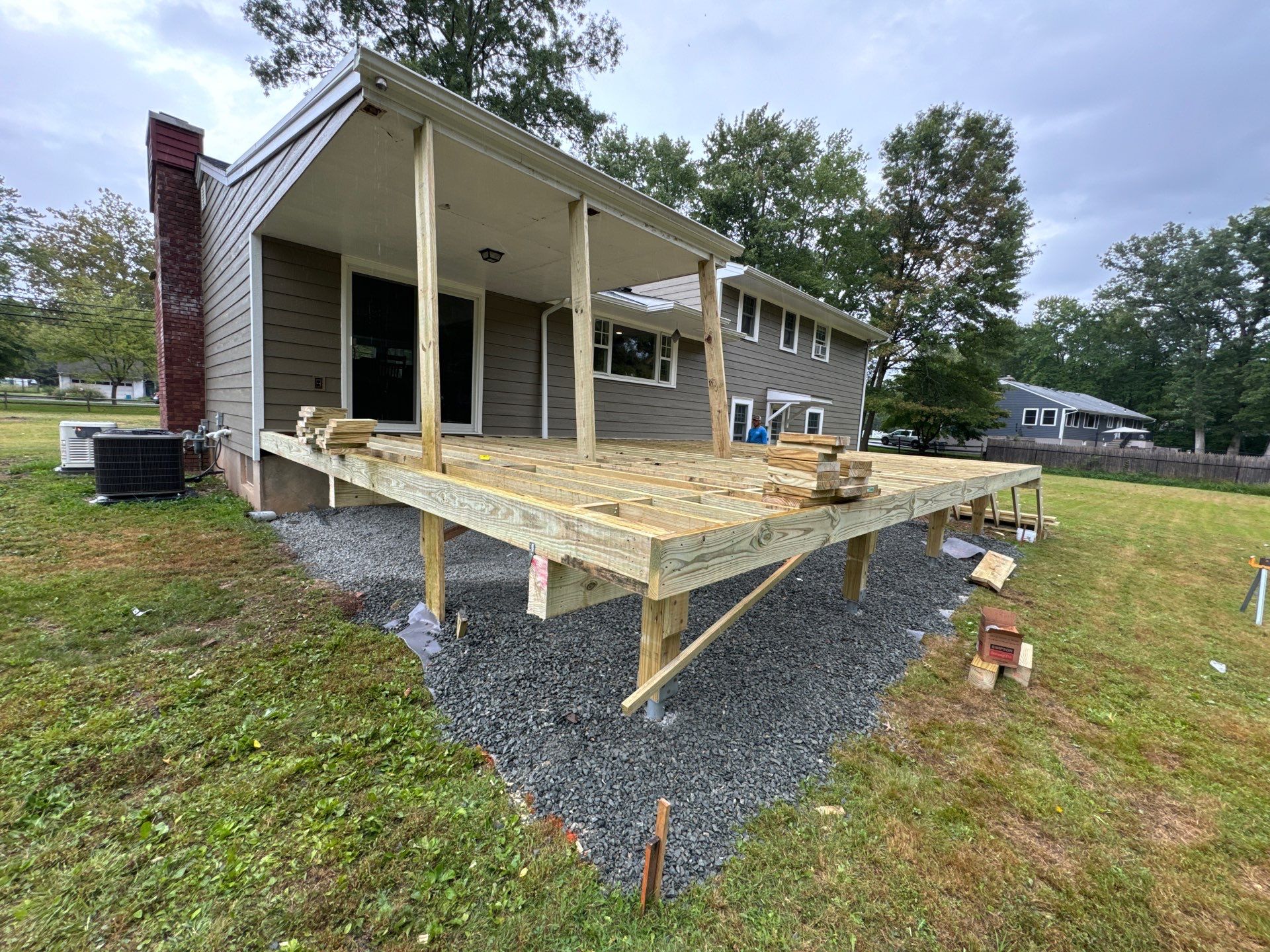 New Deck using Trex Tiki Torch  by deck guardian