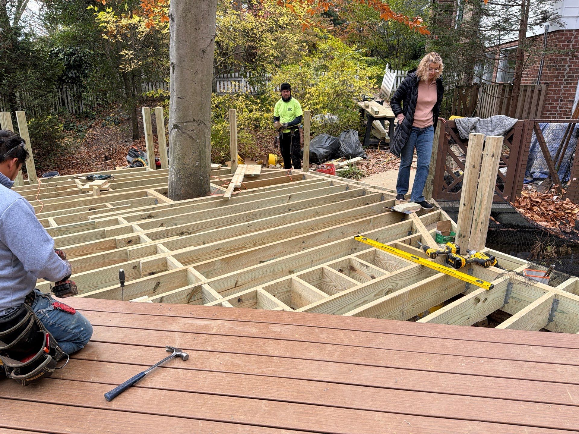 Custom Composite Deck Replacement with Geometric Railing in Bethesda, MD by Jakari Restoration & Construction LLC