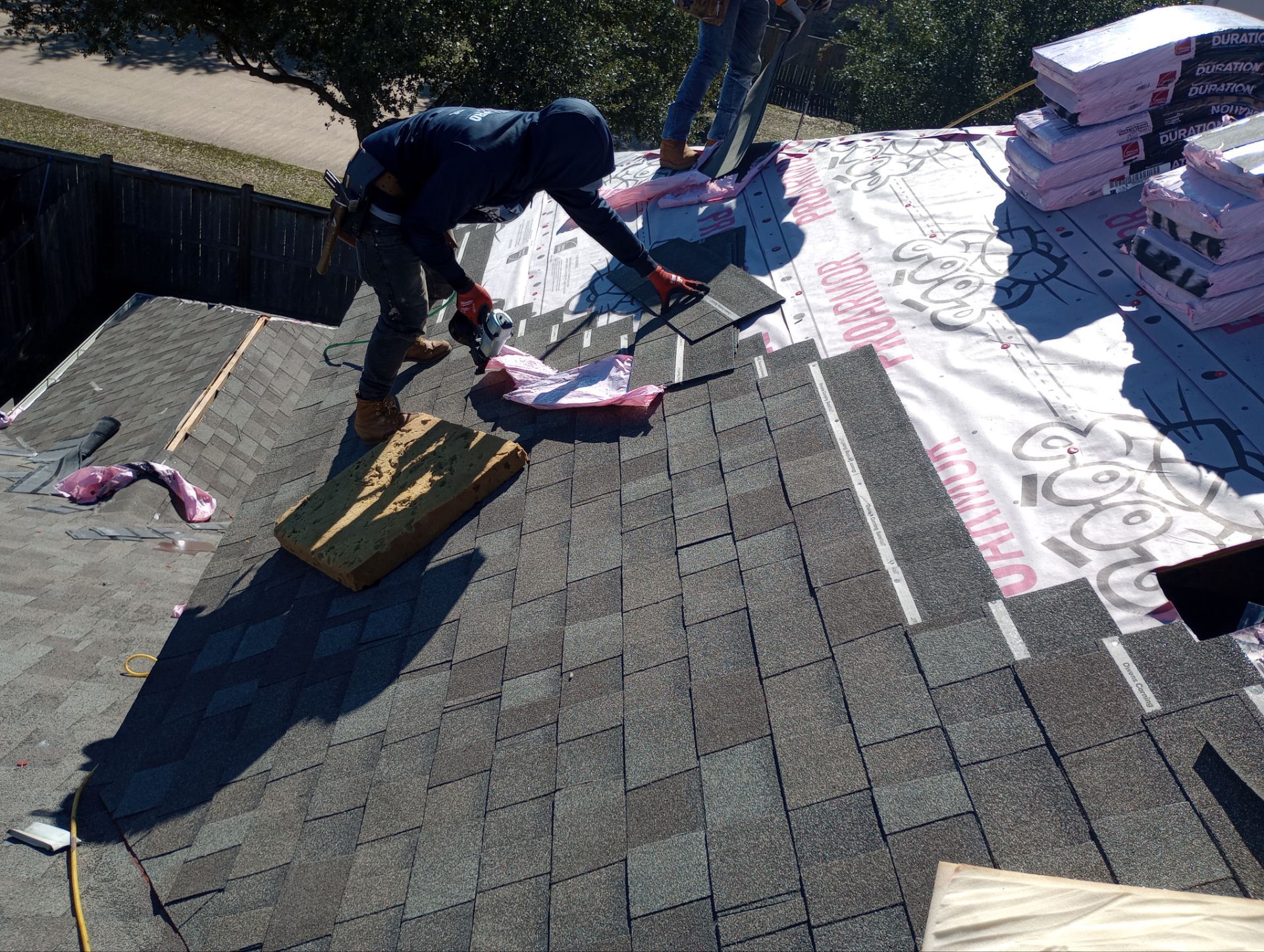 Residential Roofing Installation using Owen's Corning Duration (Lifetime) Shingles by Roof Repair Company