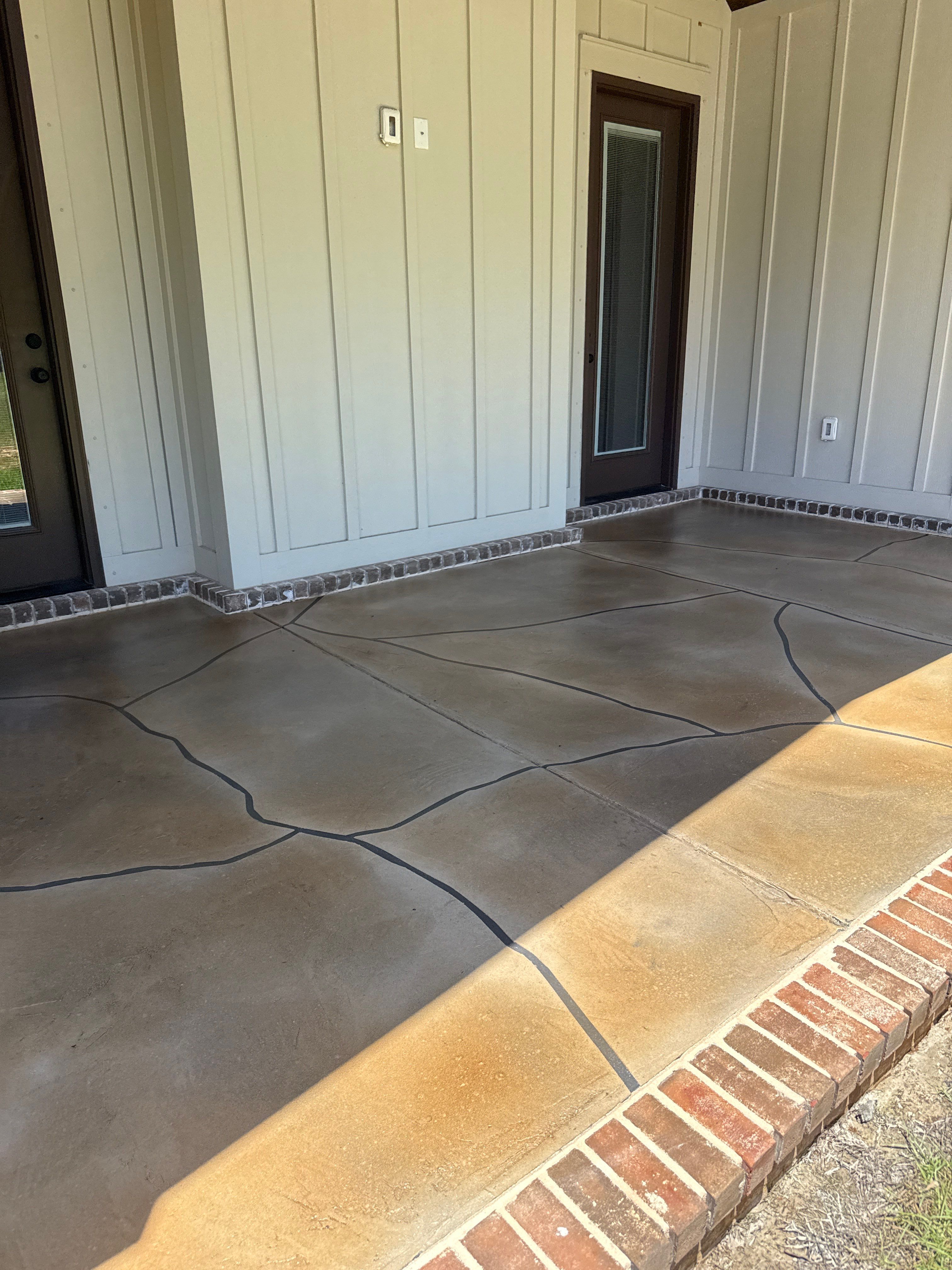 Decorative Stained Concrete Overlay and Garage Floor Coating in Mobile by Cornerstone Hard Surface Restoration 