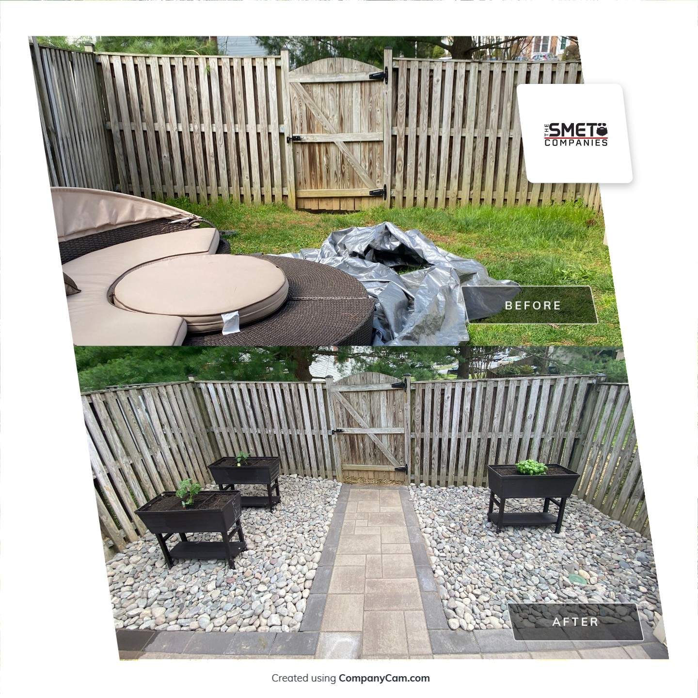 Backyard Transformation using Techo-Bloc Pavers by The Smet Companies, LLC