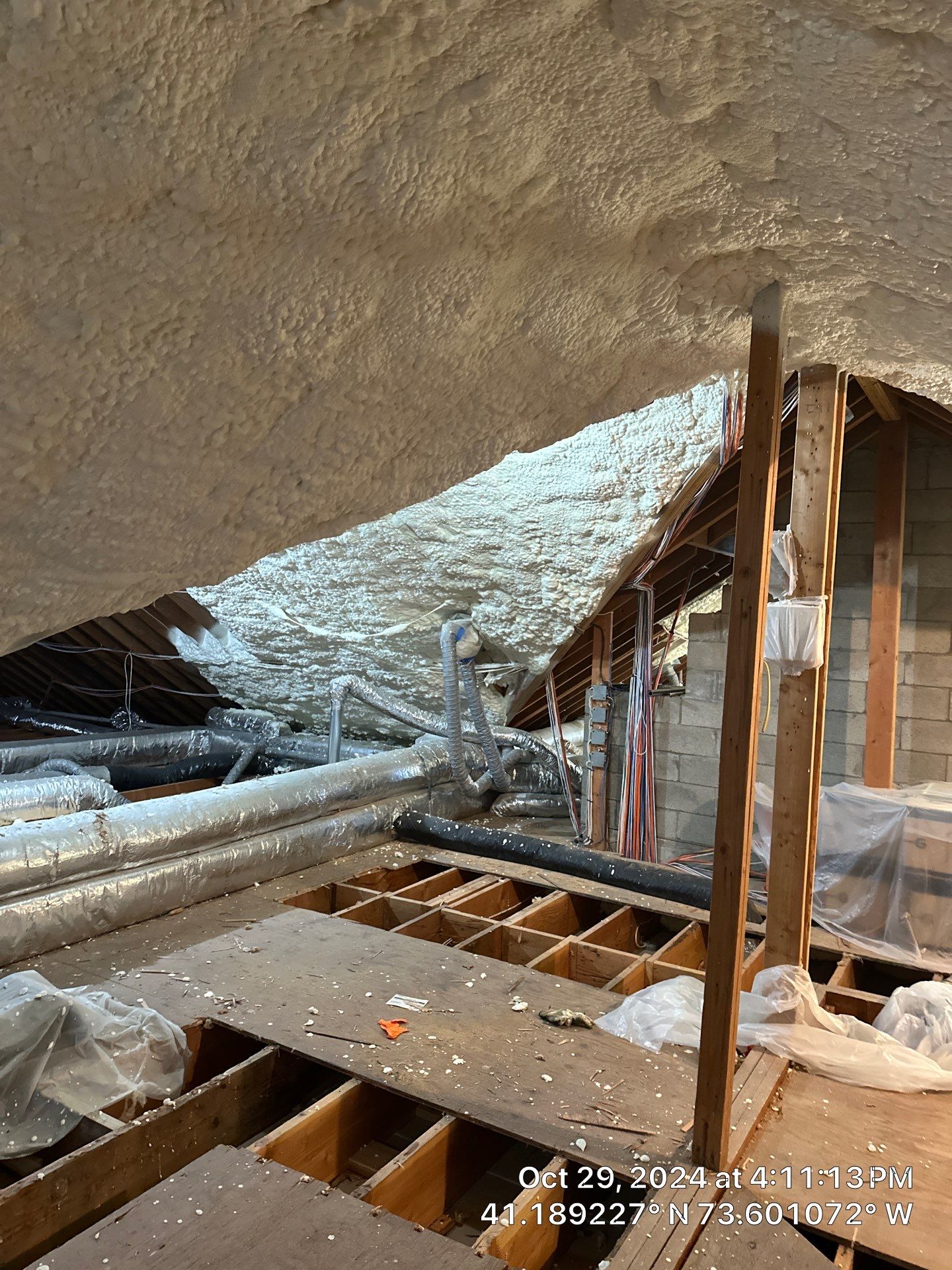 Attic Insulation using open cell spray foam by NYS Foam & Energy