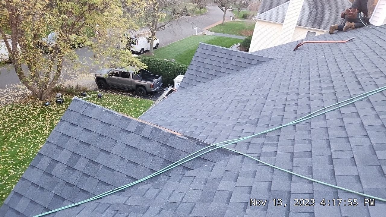 Residential Roofing Installation using Certainteed Landmark Moire Black by A Plus Exterior