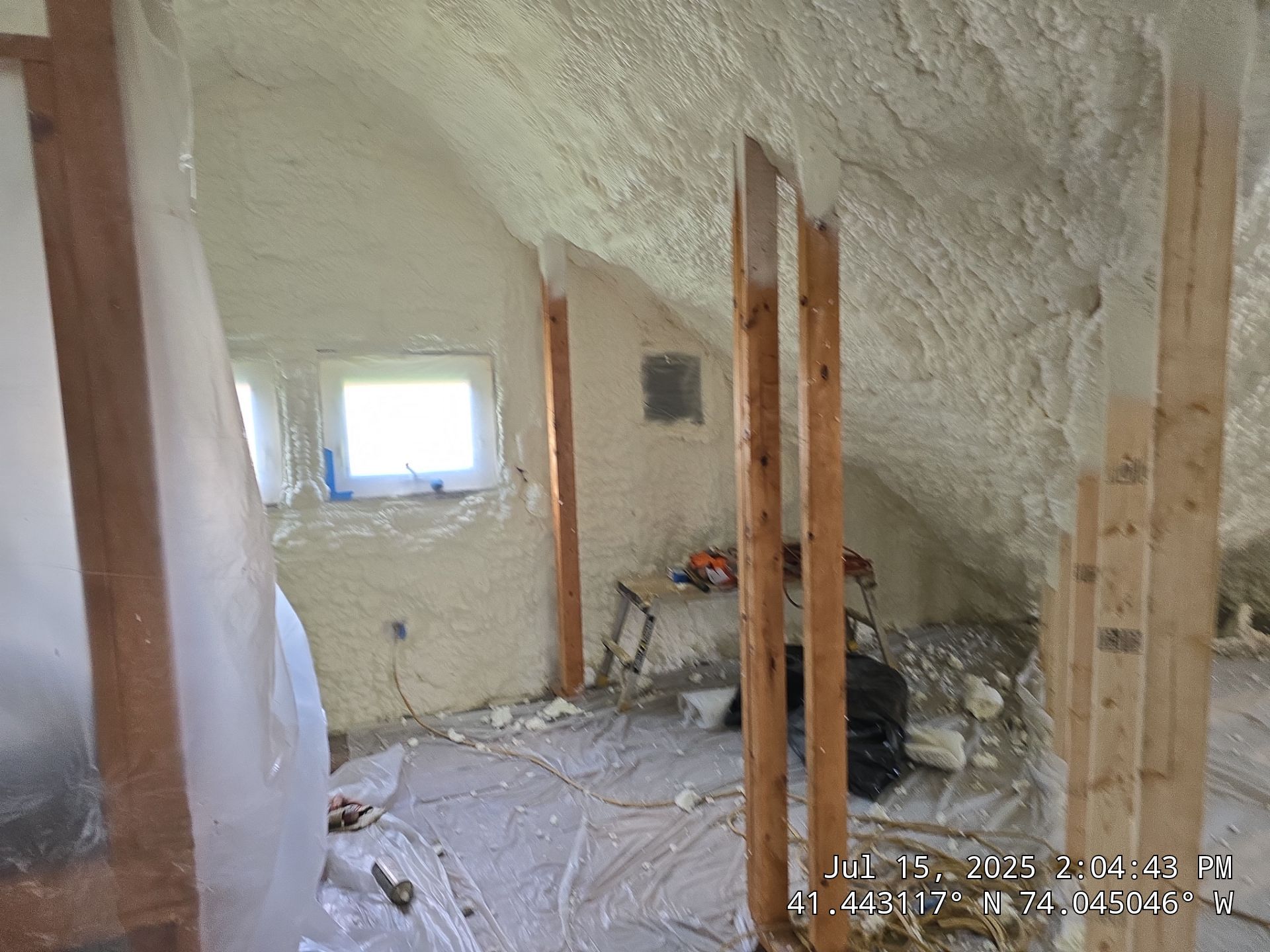 Attic Insulation using open cell spray foam by NYS Foam & Energy