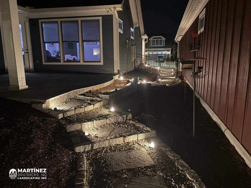 Hardscape lighting in Chapel Hill by Martinez Brother’s Nc Landscaping Inc