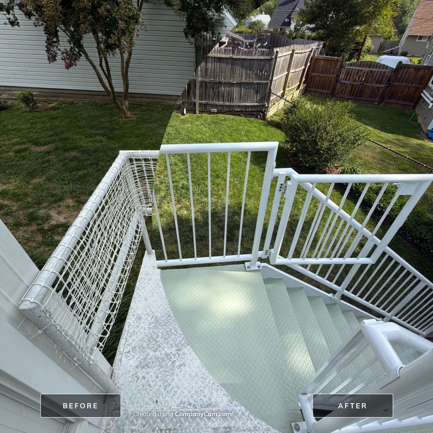 White Powder-Coated Outdoor Railings in Rockville & Staircase and Deck Refurbishment  by Capitol Iron Works