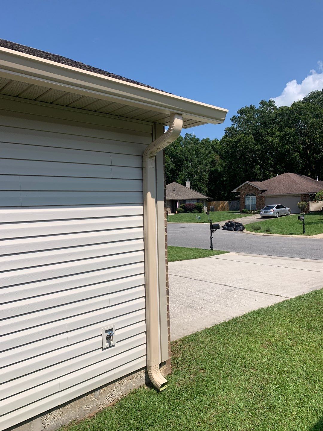 Sand Tone Color Gutter Installation in Pensacola FL by Gutter Professors