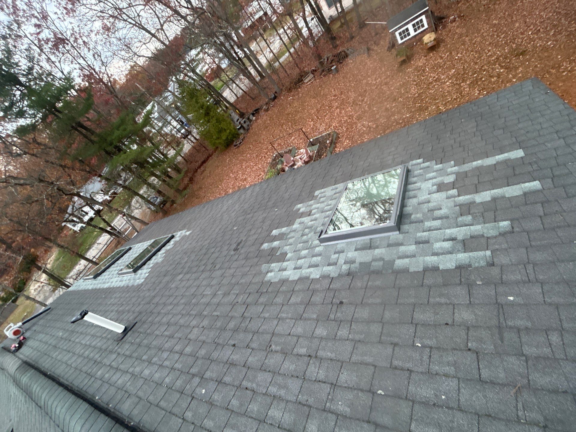 Chelmsford Triple Skylight Leak Repair with Fascia & Shingle Restoration by Mighty Dog Roofing of Greater Middlesex County