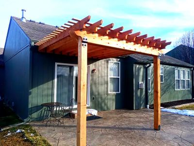 Back Yard Stamped Patio and Pergola